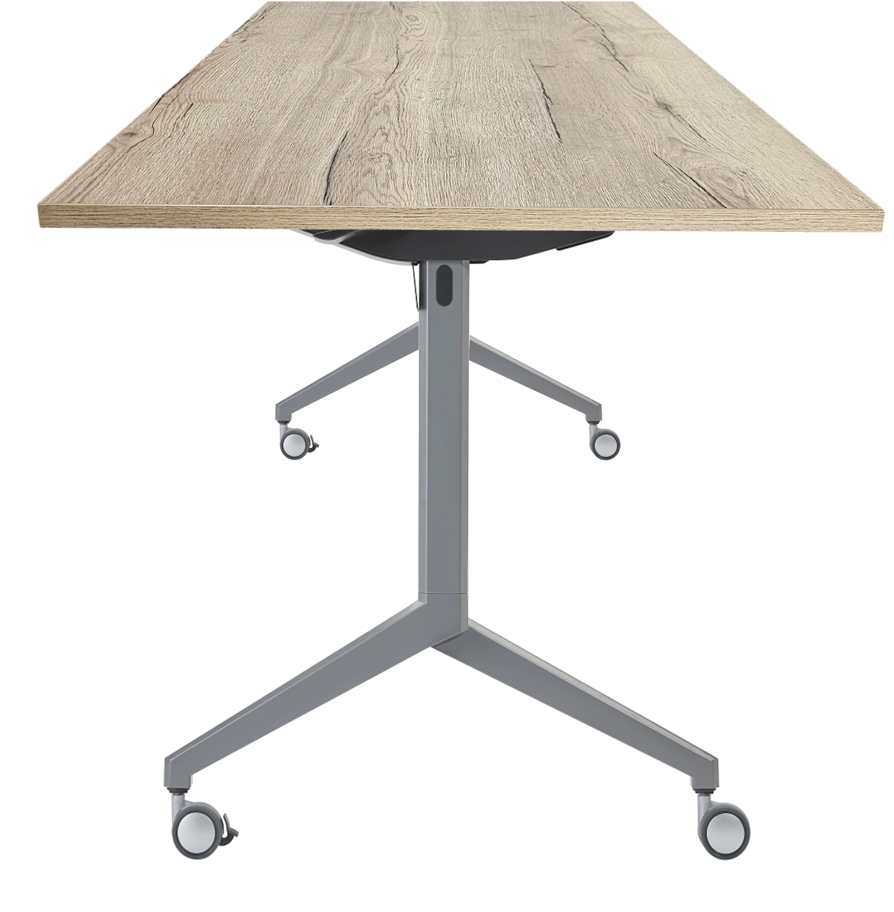 Inklapbare en verrijdbare Kantinetafel recht 120x80cm Aluminium Natuur eiken