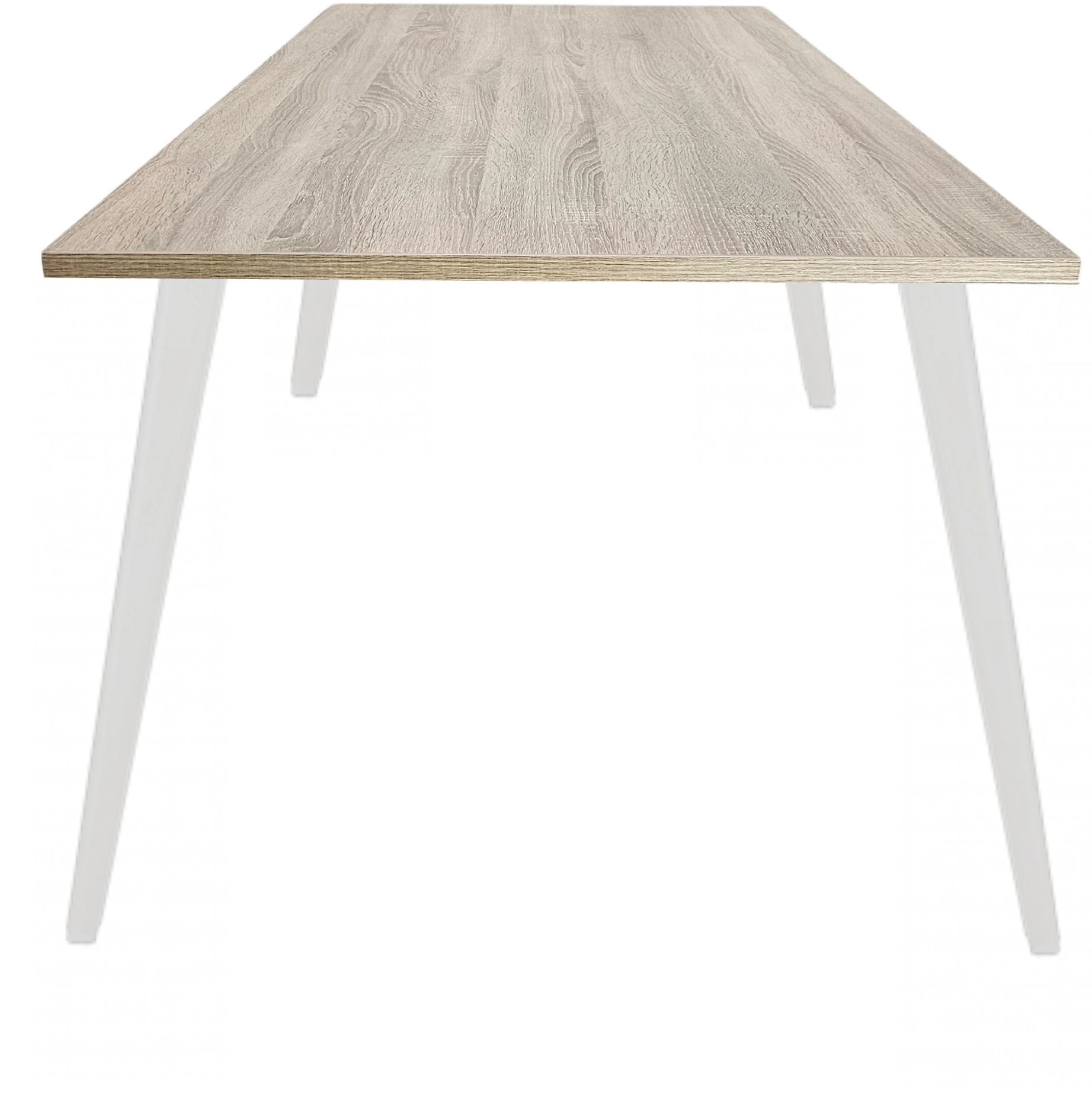 Real-poot Vergadertafel recht 180x80cm Wit Midden eiken