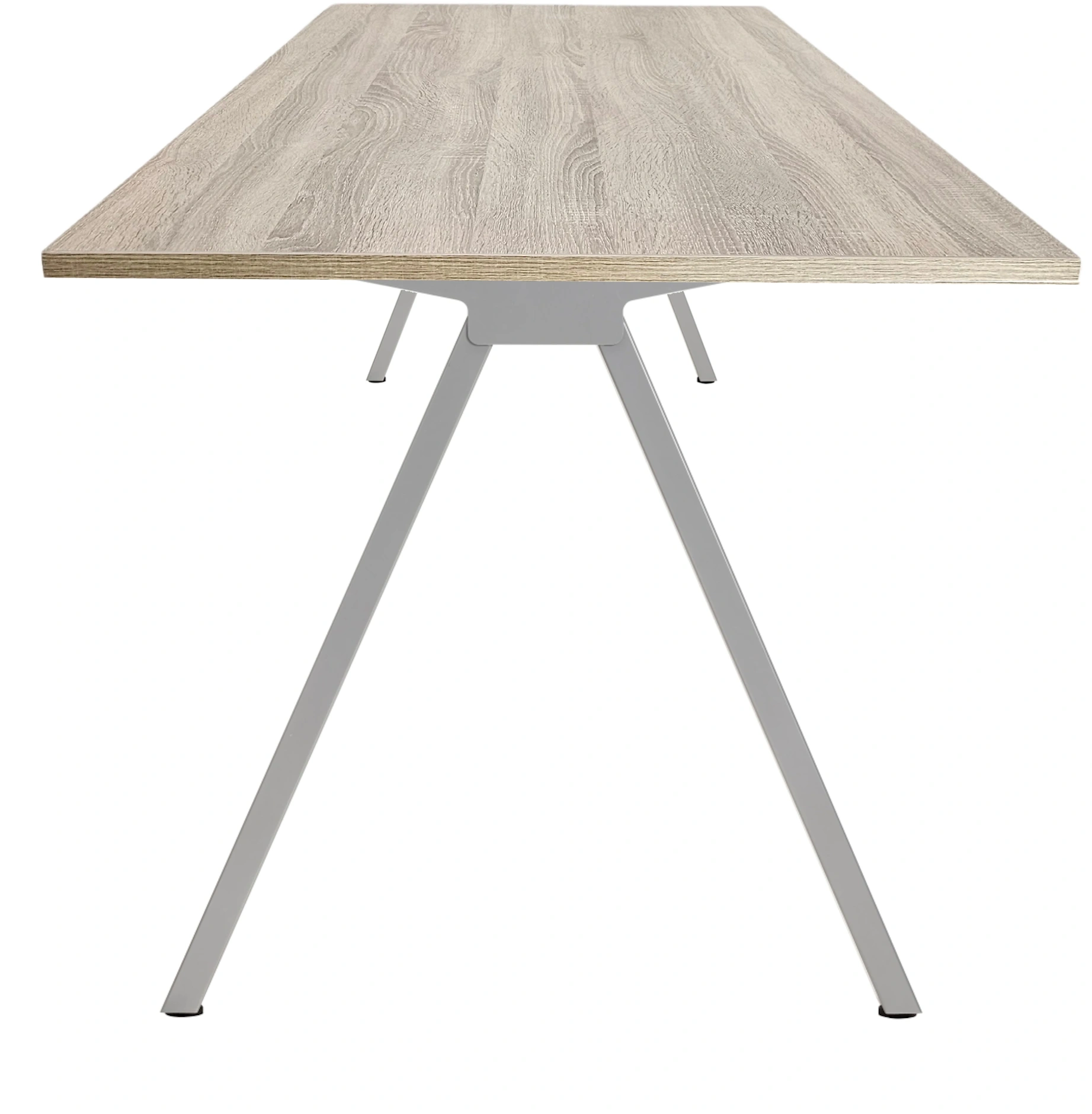 V-poot Vergadertafel recht 160x80cm Aluminium Midden eiken