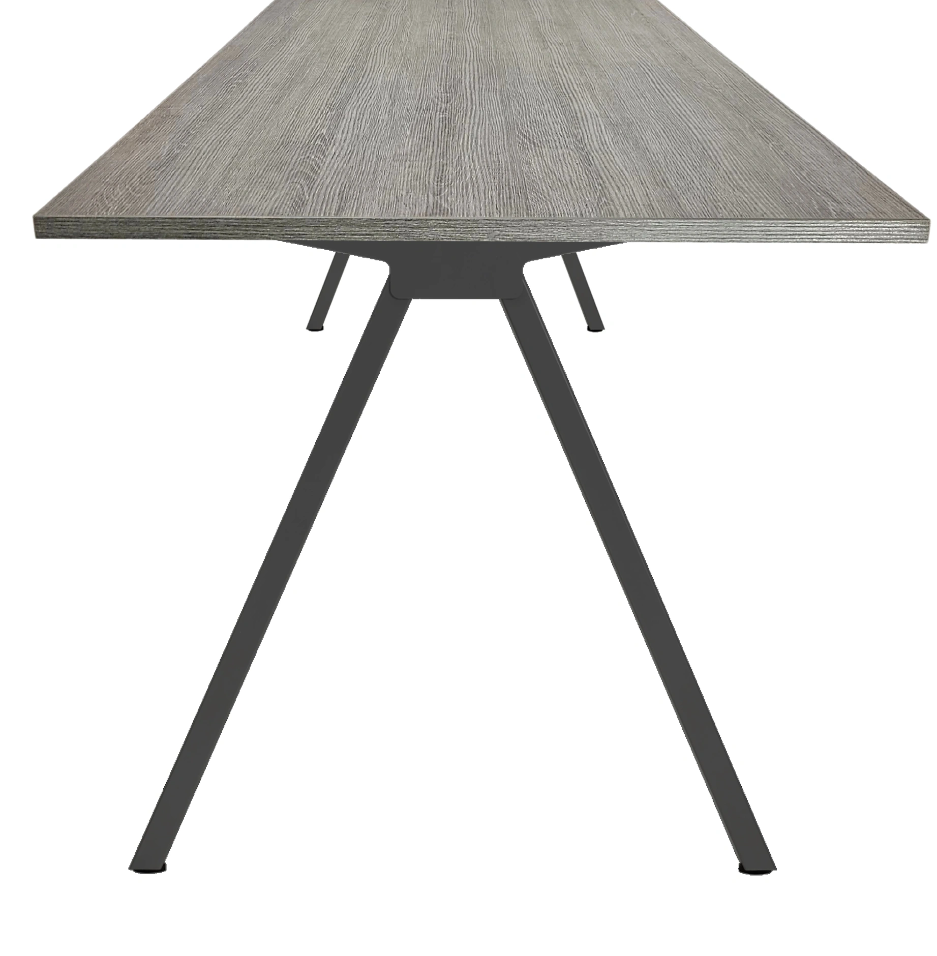 V-poot Vergadertafel recht 200x80cm Zwart Bruin eiken