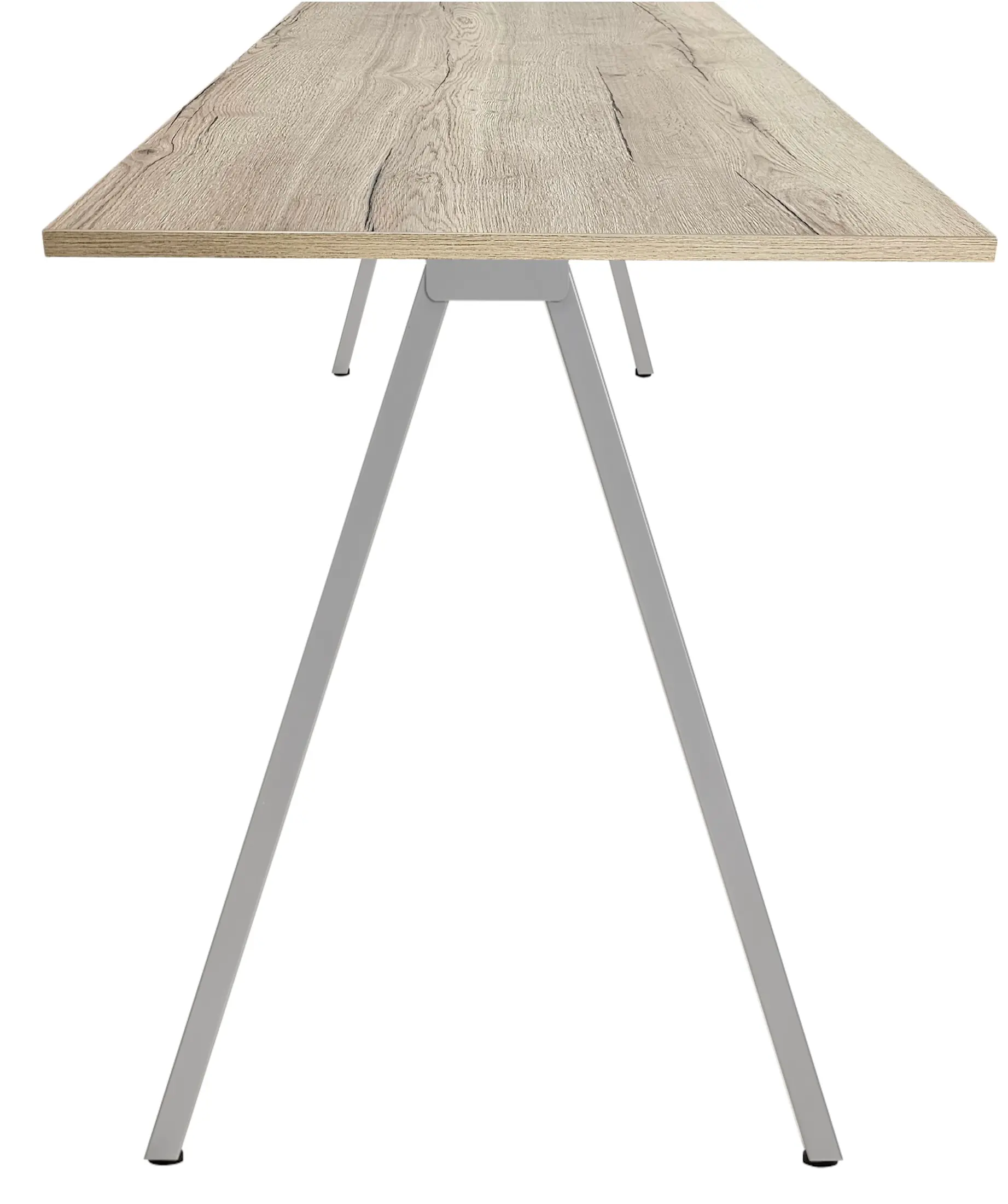 V-poot Statafel recht 140x80cm Aluminium Natuur eiken
