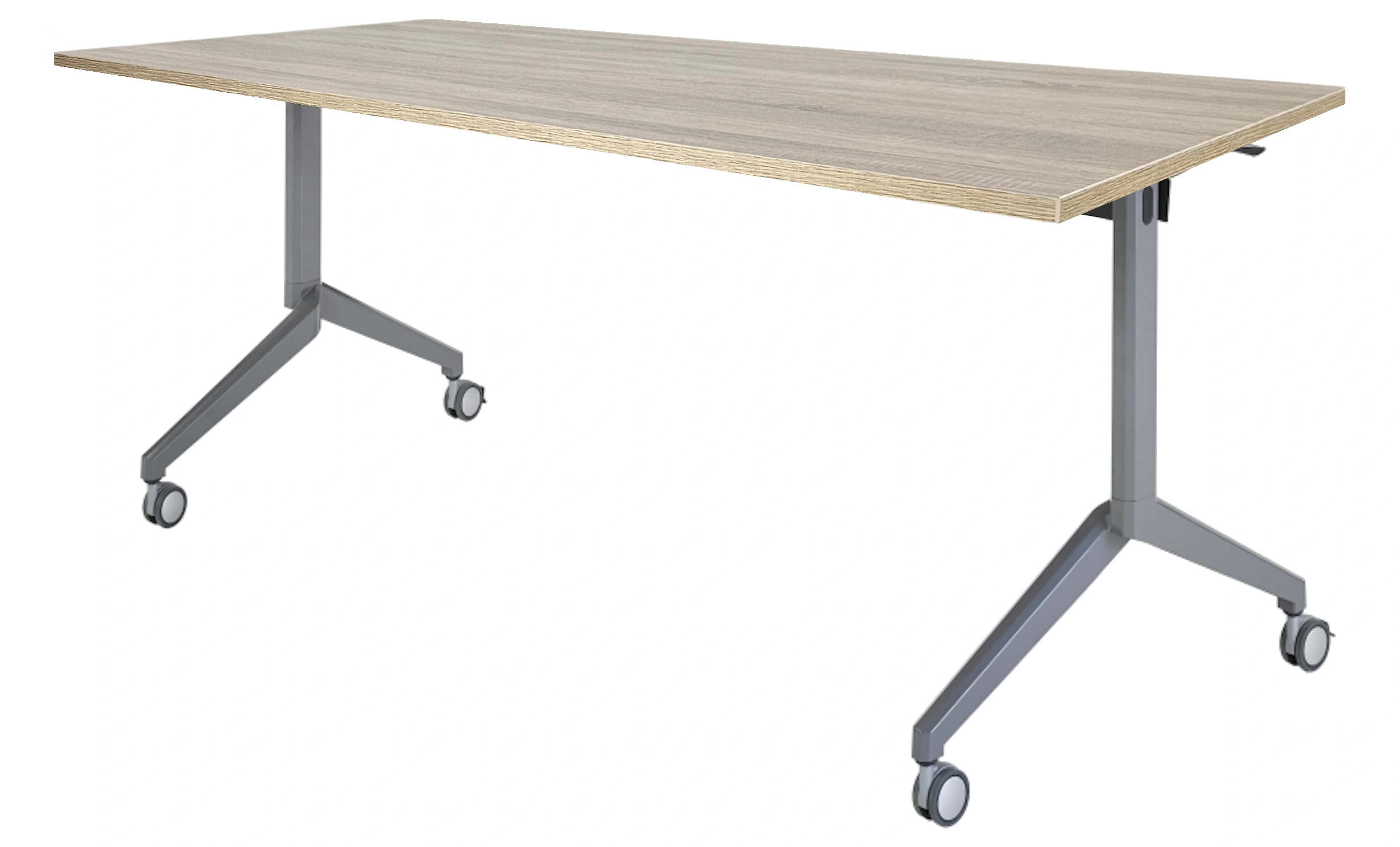 Inklapbare en verrijdbare Kantinetafel recht 180x80cm Aluminium Midden eiken