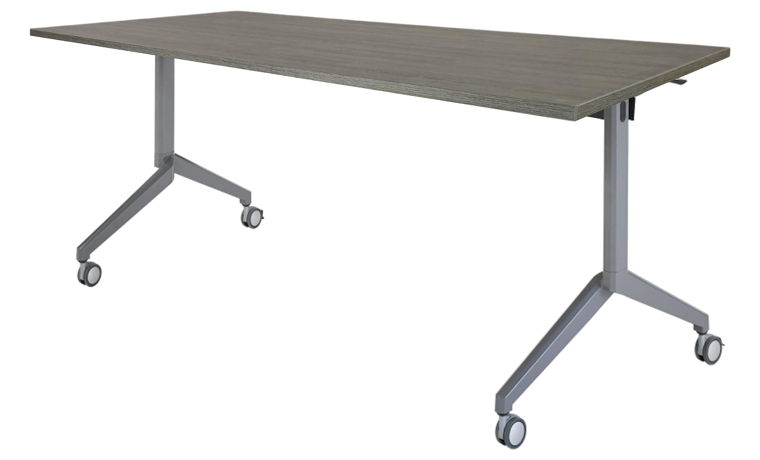 Inklapbare en verrijdbare Vergadertafel recht 200x80cm Aluminium Bruin eiken