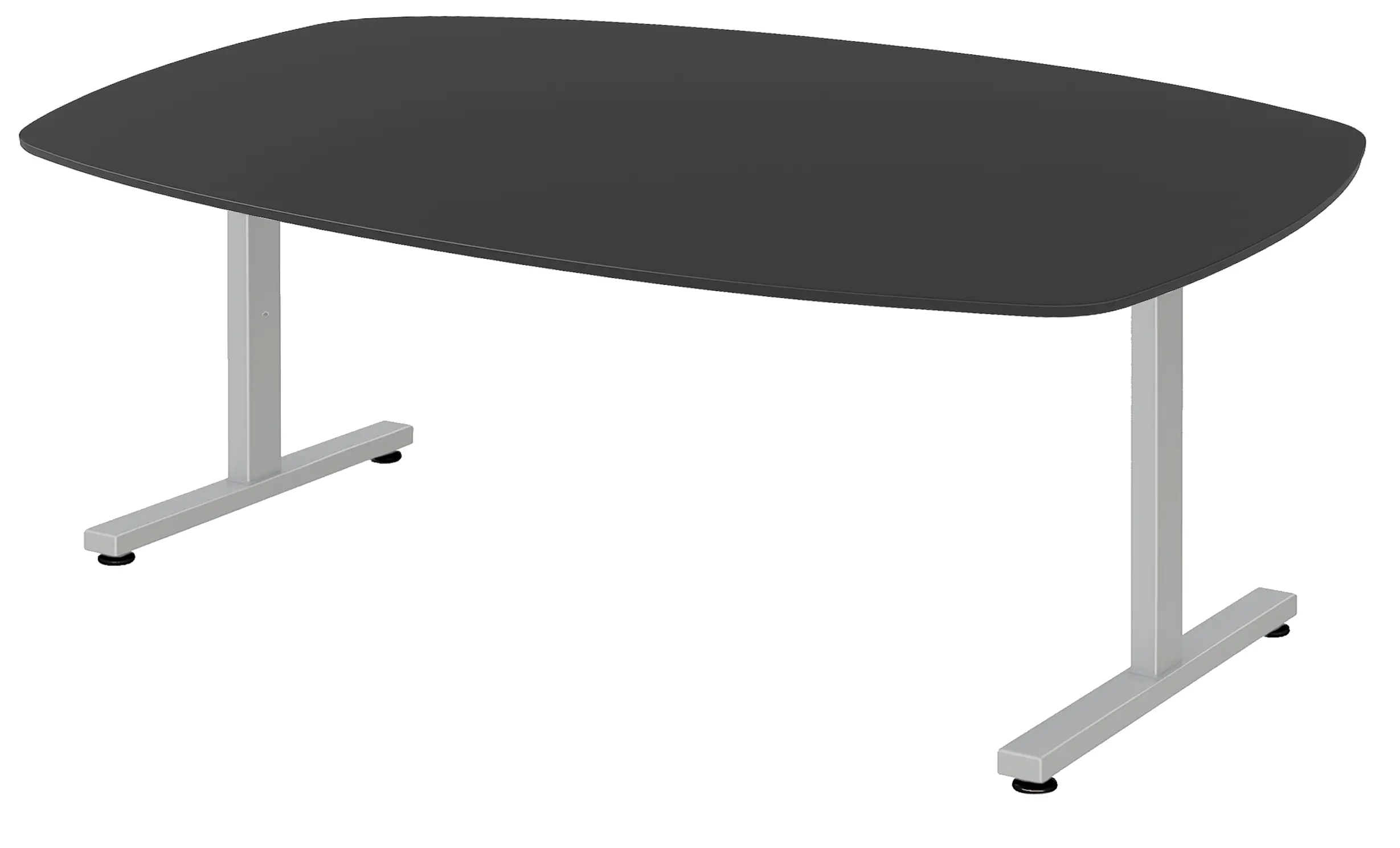 Vamo T-poot Vergadertafel Deens Ovaal 240x120cm Aluminium - Zwart