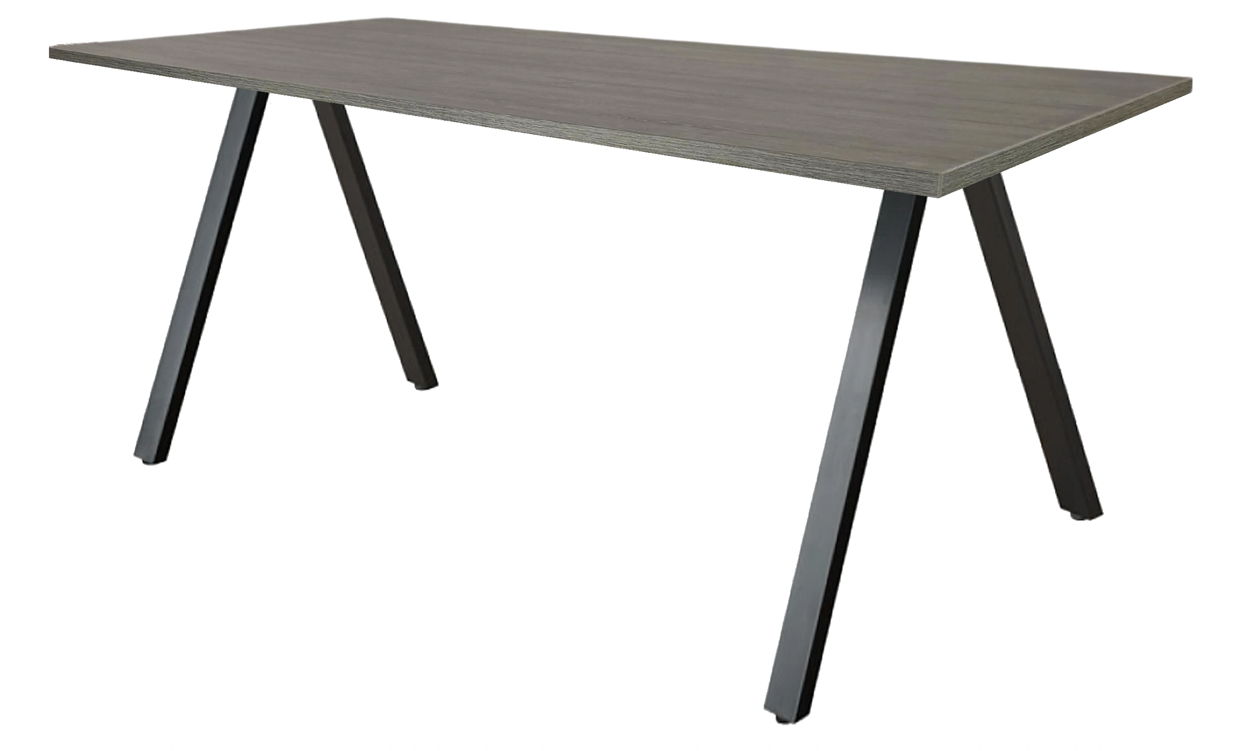 V-poot Vergadertafel recht 200x80cm Zwart Bruin eiken