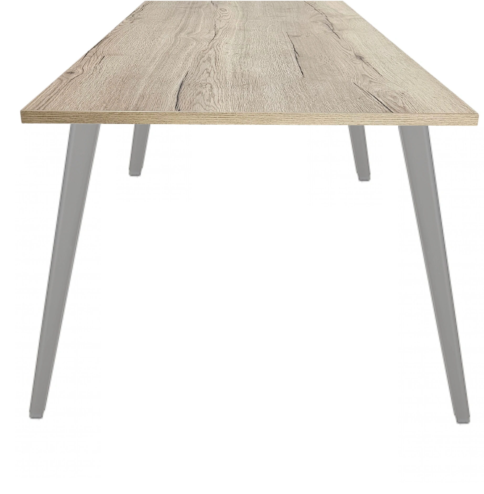 Real-poot Vergadertafel recht 200x100cm Aluminium Natuur eiken