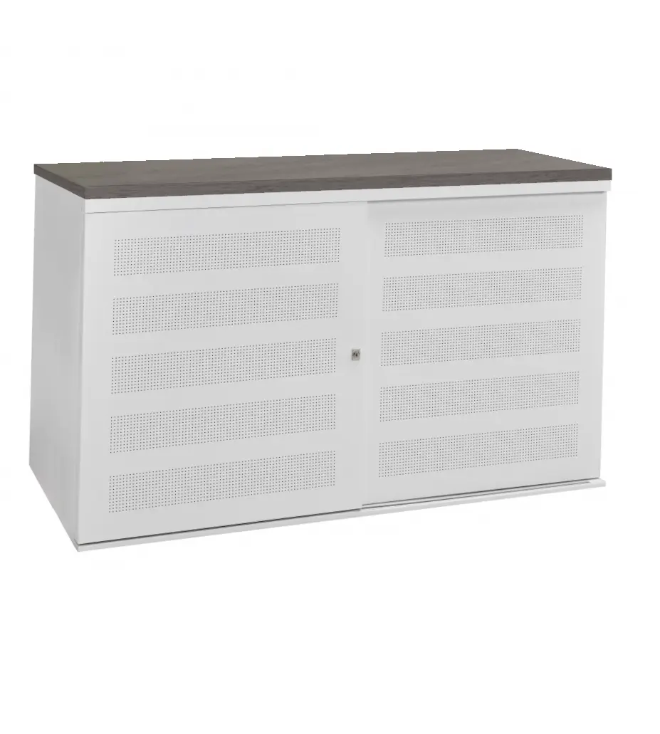 Schuifdeurkast Wit 100 x 166 x 40 cm Met topblad Bruin eiken