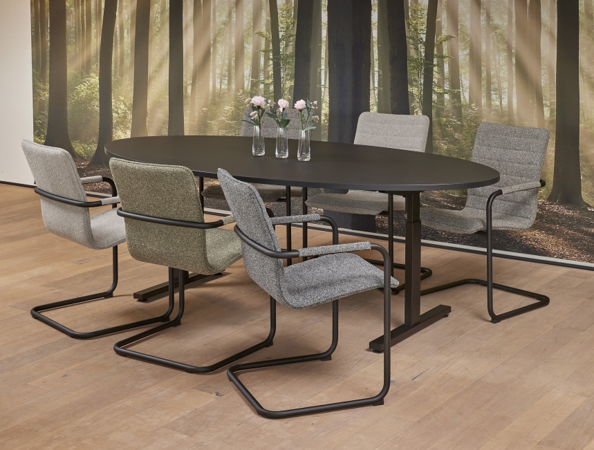 Vamo T-poot Vergadertafel Ovaal 220x110cm Aluminium - Pine