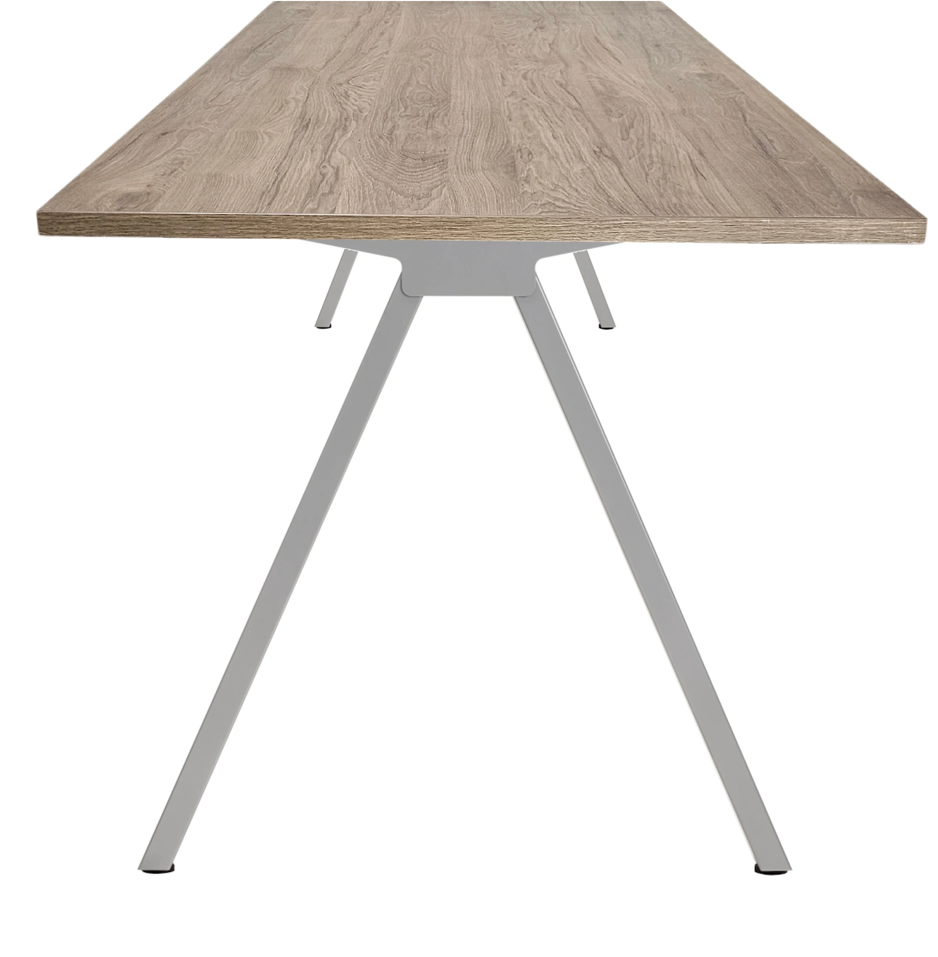 V-poot Vergadertafel recht 140x80cm Aluminium Hickory Noten