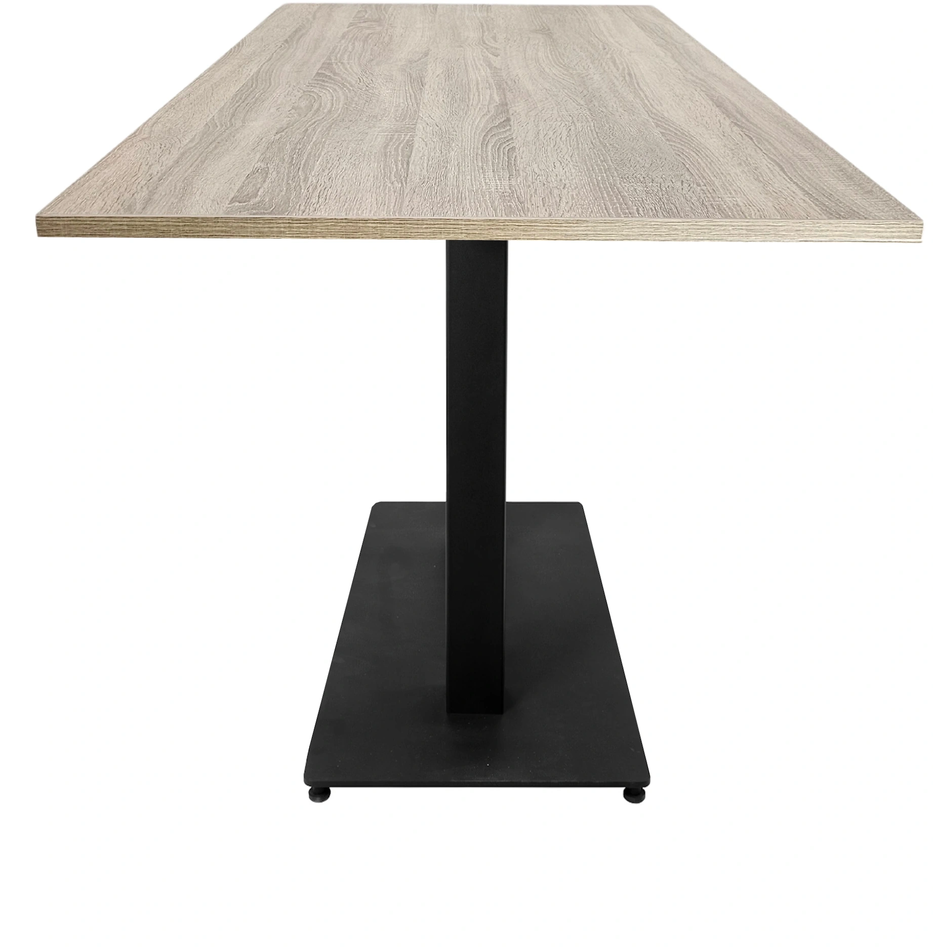 Lage Horecatafel met dubbele kolompoot 120x60cm Zwart Midden eiken