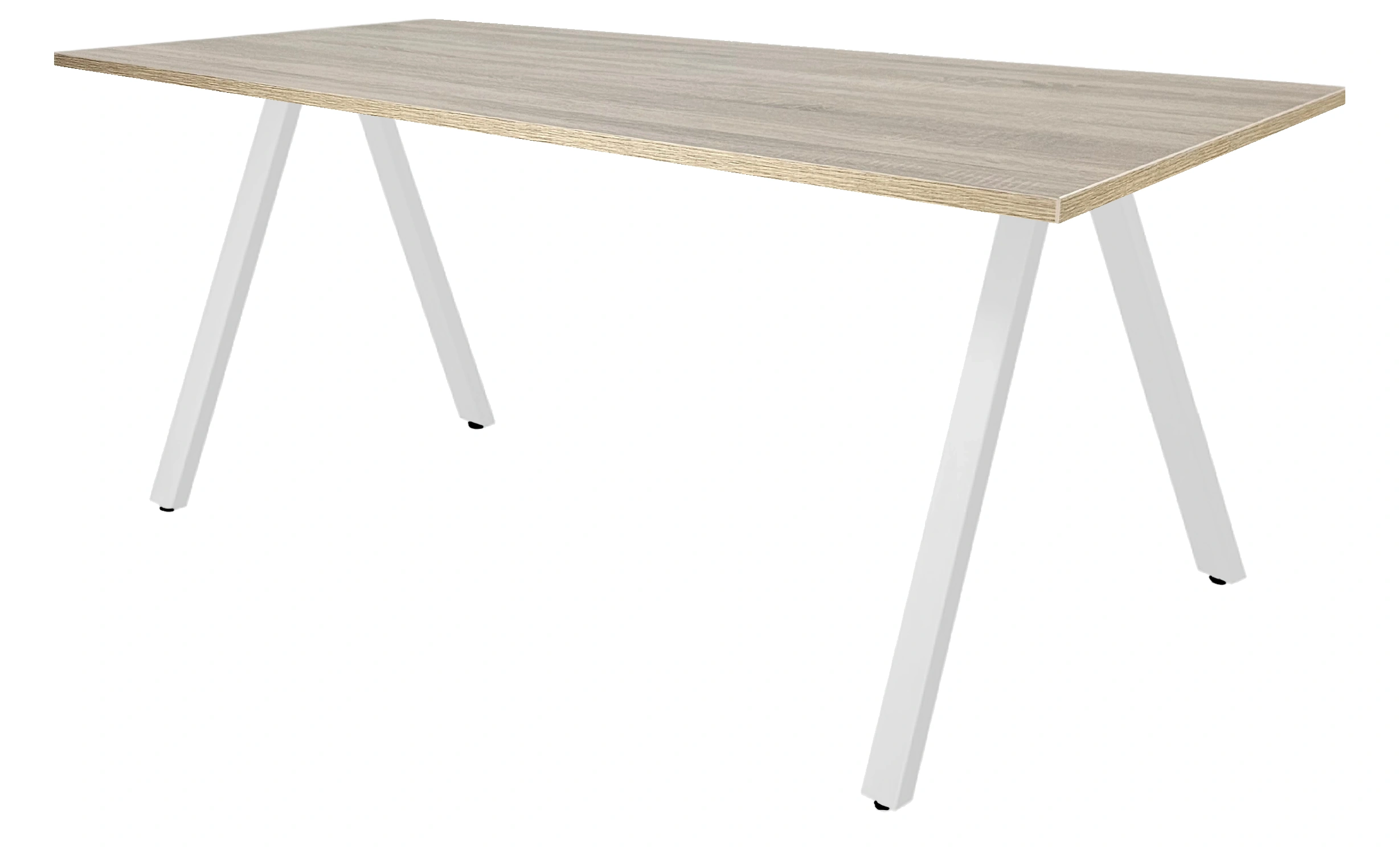 V-poot Vergadertafel recht 180x80cm Wit Midden eiken