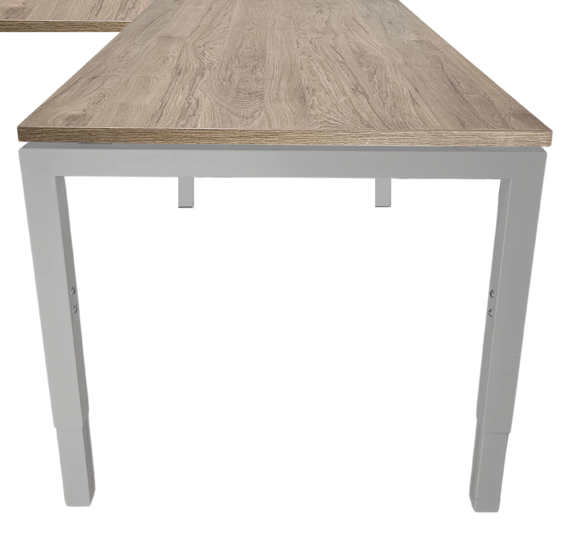 Vida 4-poots Verstelbaar Hoekbureau 280x180cm Aluminium Hickory Noten