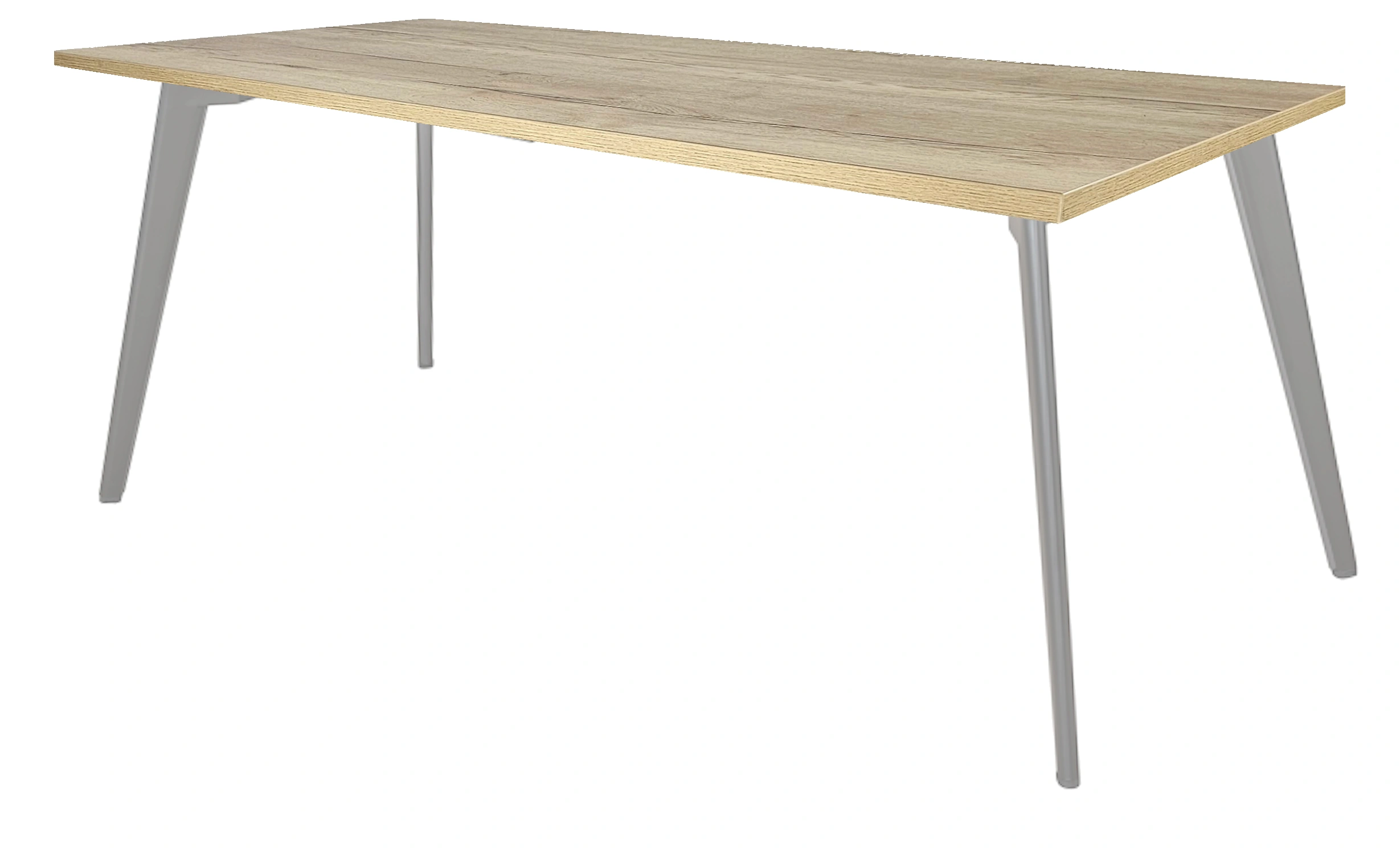 Real-poot Vergadertafel recht 200x100cm Aluminium Natuur eiken