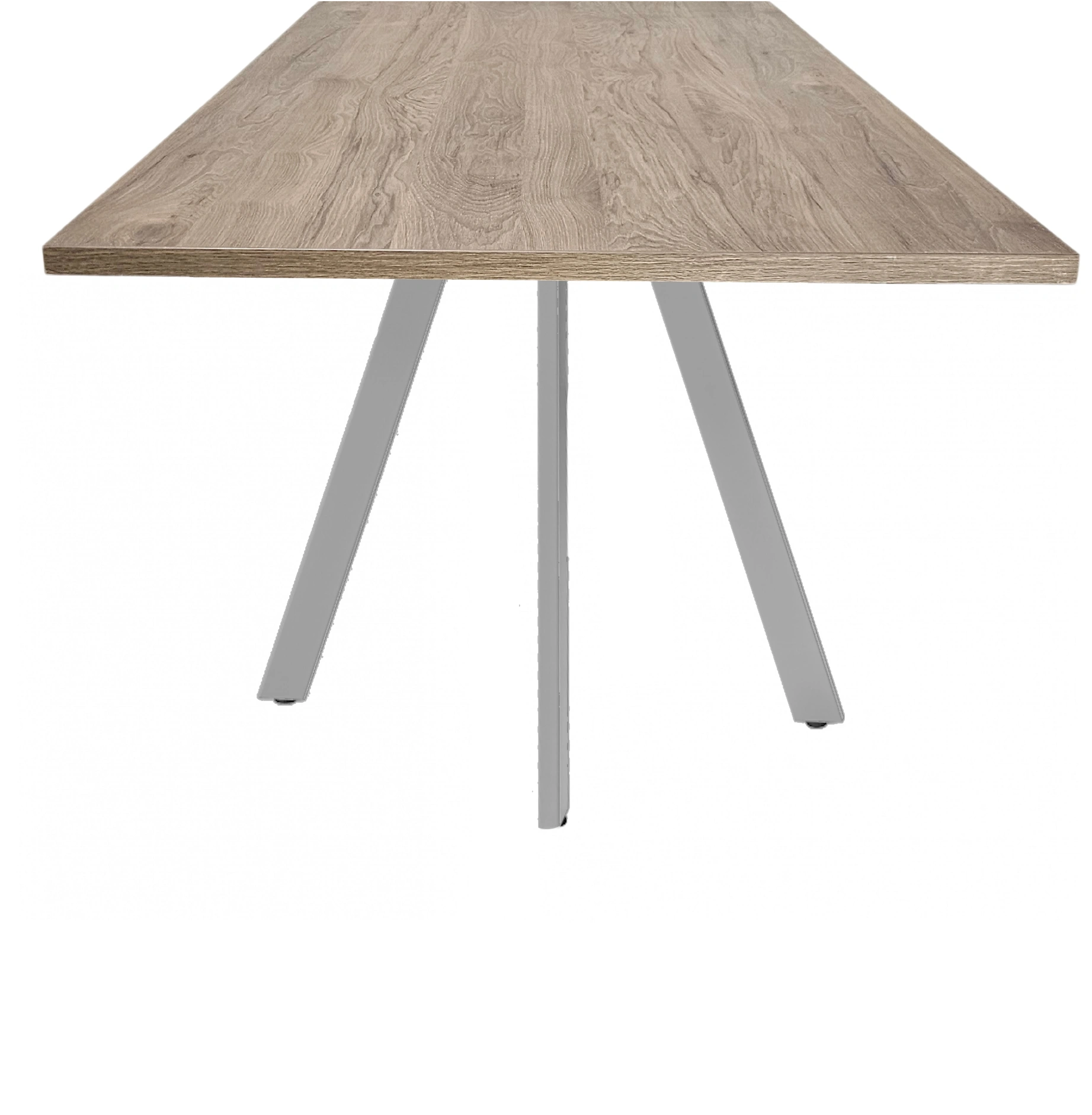 Spinpoot Vergadertafel recht 180x80cm Aluminium Hickory Noten