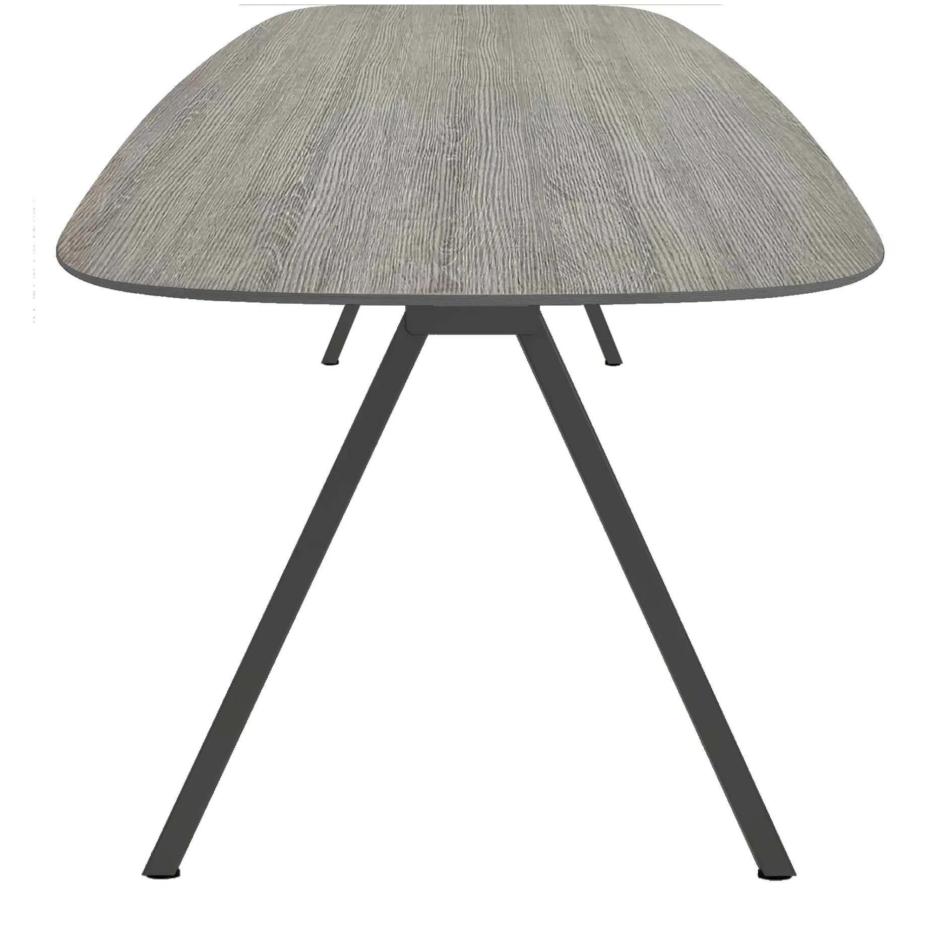 V-poot Vergadertafel Deens Ovaal 240x120cm Zwart - Bruin eiken