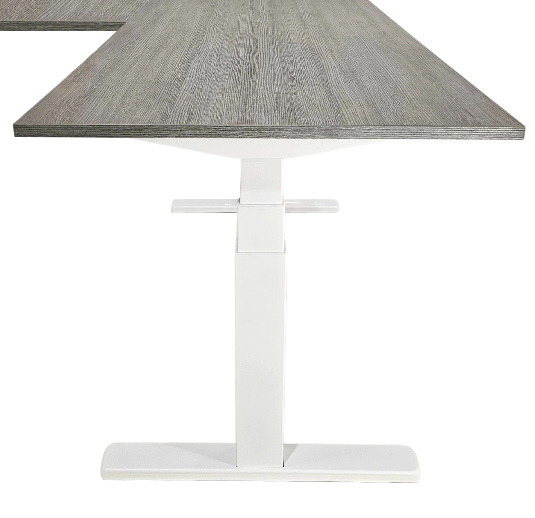 Elektrisch zit-sta Hoekbureau 200x200cm Wit Bruin eiken