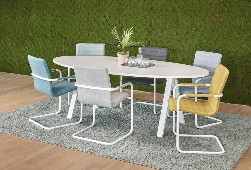 V-poot Vergadertafel Ovaal 220x110cm Aluminium - Pine