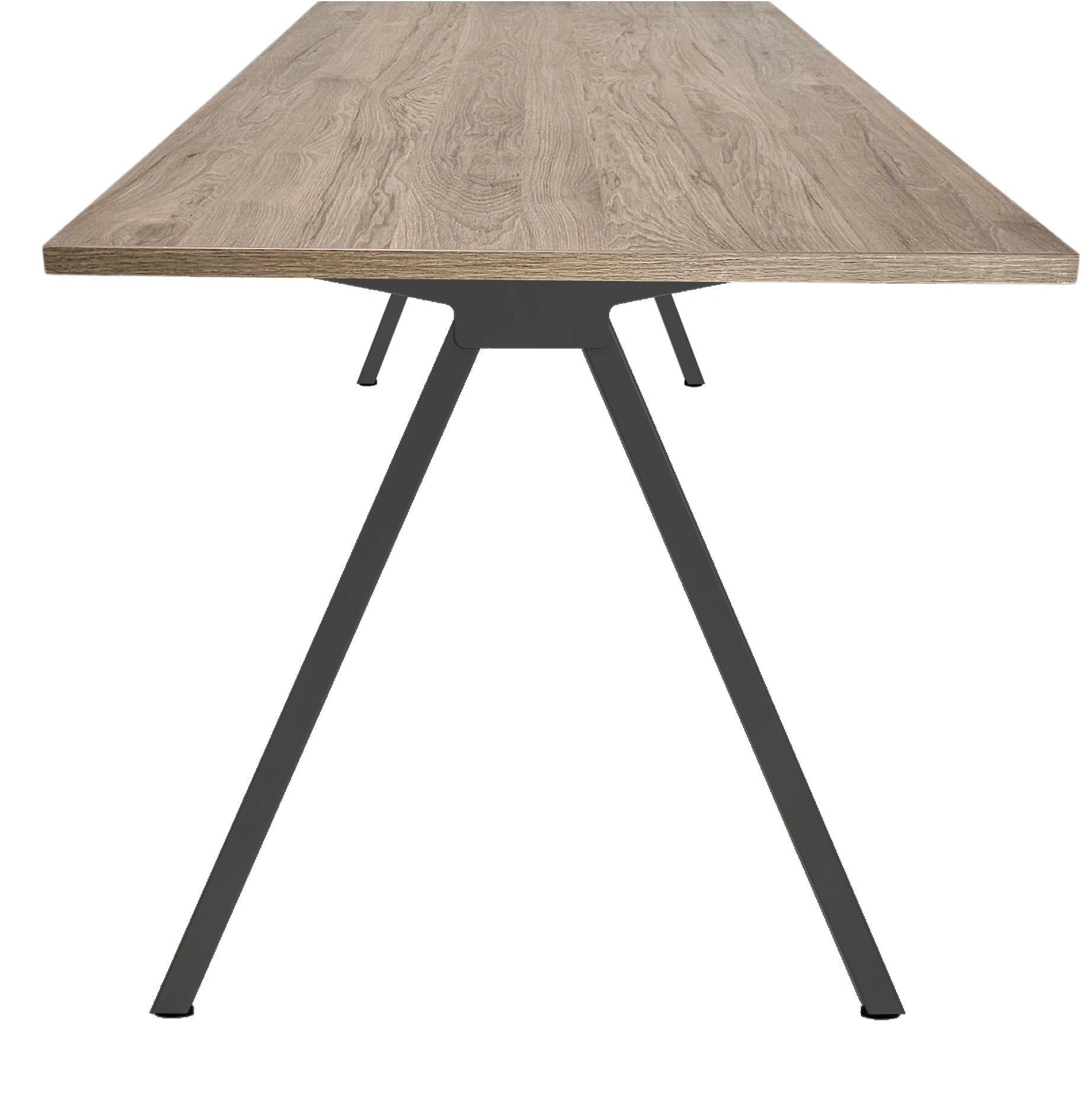 V-poot Vergadertafel recht 200x80cm Zwart Hickory Noten