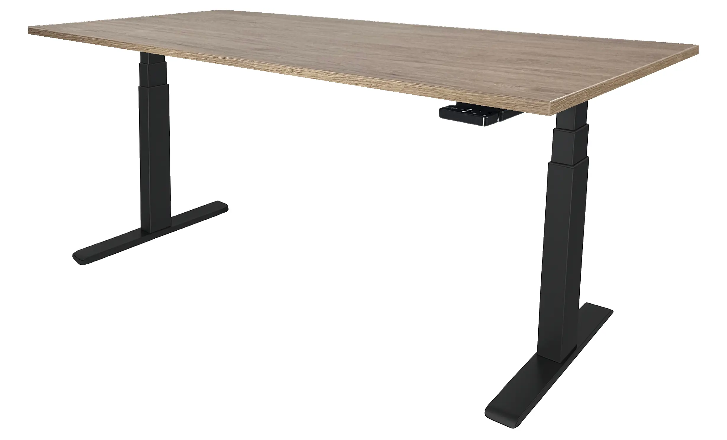 Zit-Sta Bureau Elektrisch 'Deluxe' NPR-1813 180x80cm Zwart - Hickory Noten Zit-Sta Bureau Elektrisch 'Deluxe' NPR-1813 180x80cm Zwart - Hickory Noten
