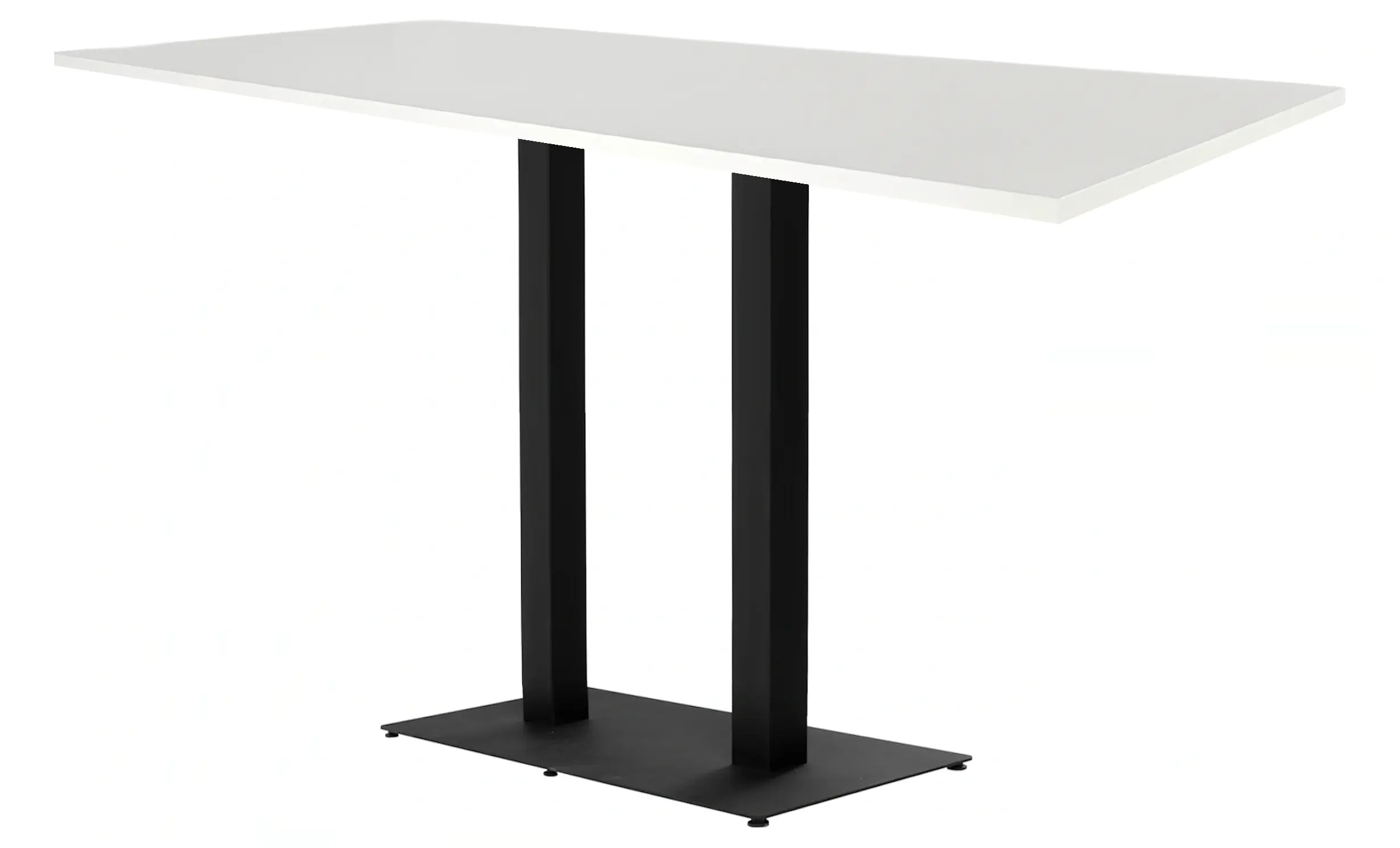 Hoge Horecatafel met dubbele kolompoot 180x80cm Zwart Wit Hoge Horecatafel met dubbele kolompoot 180x80cm Zwart Wit