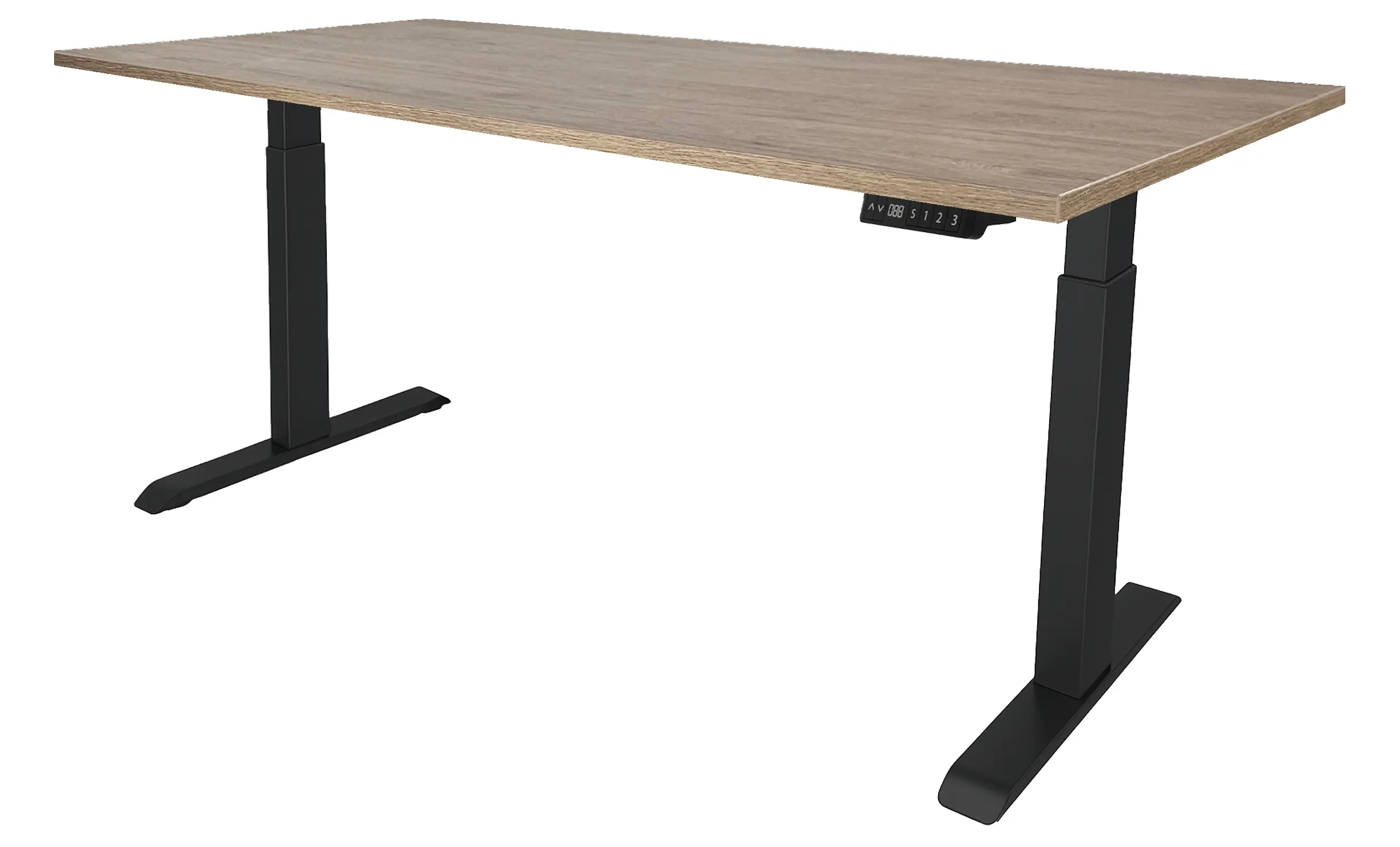 Zit-Sta Bureau Elektrisch 'Basic' 180x80cm Zwart - Hickory Noten Zit-Sta Bureau Elektrisch 'Basic' 180x80cm Zwart - Hickory Noten