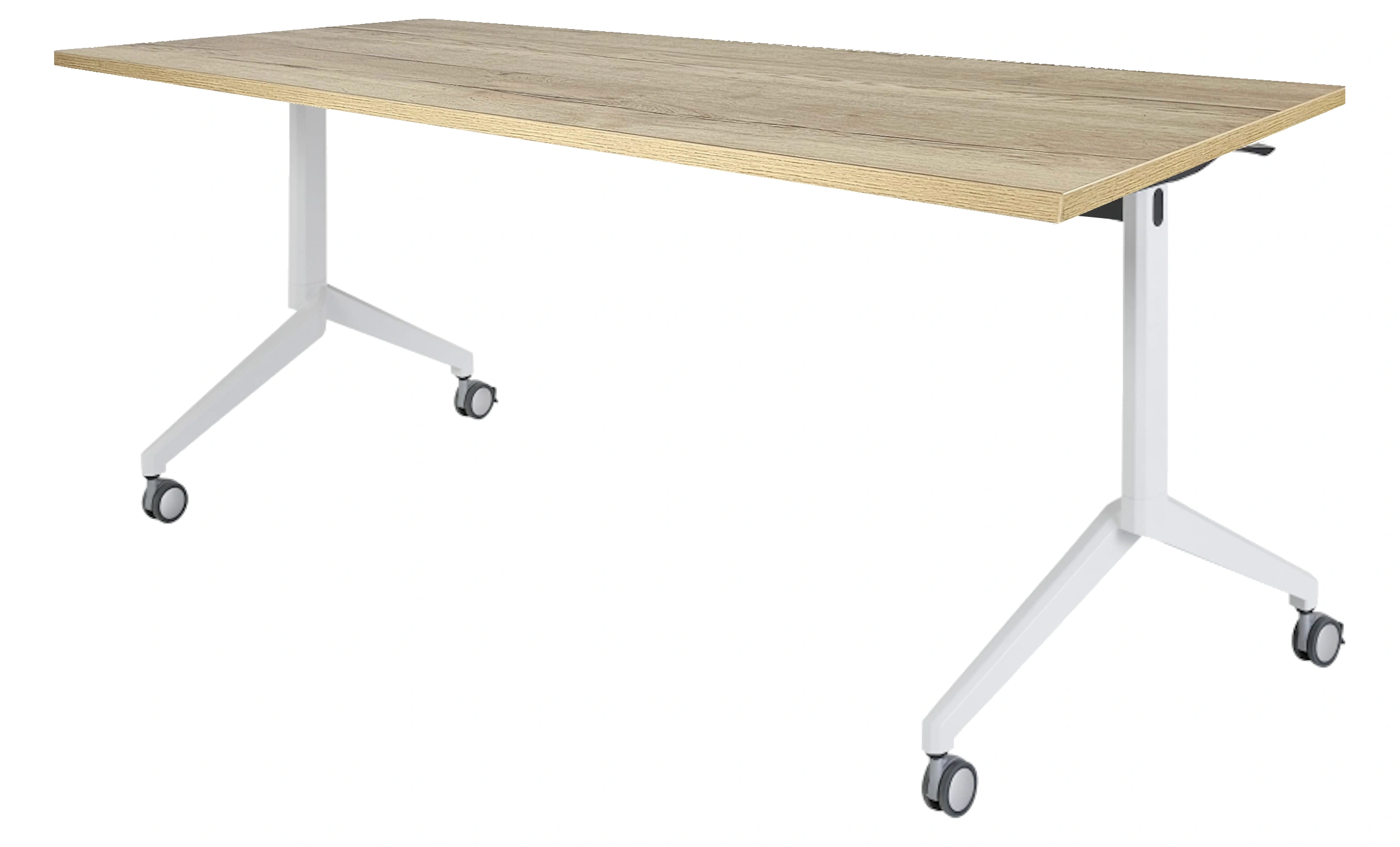 Inklapbare en verrijdbare Kantinetafel recht 180x80cm Wit Natuur eiken