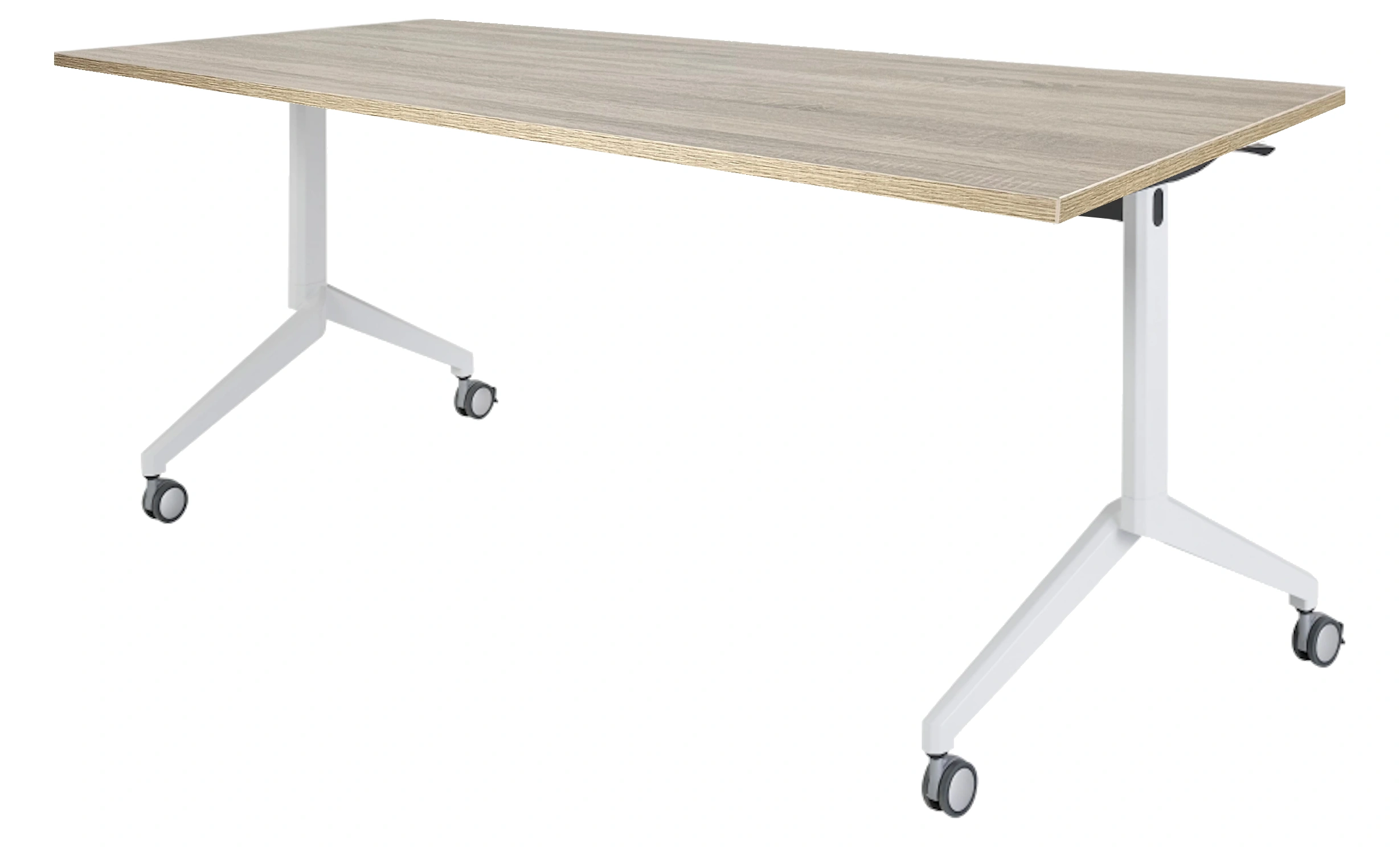 Inklapbare en verrijdbare Kantinetafel recht 180x80cm Wit Midden eiken