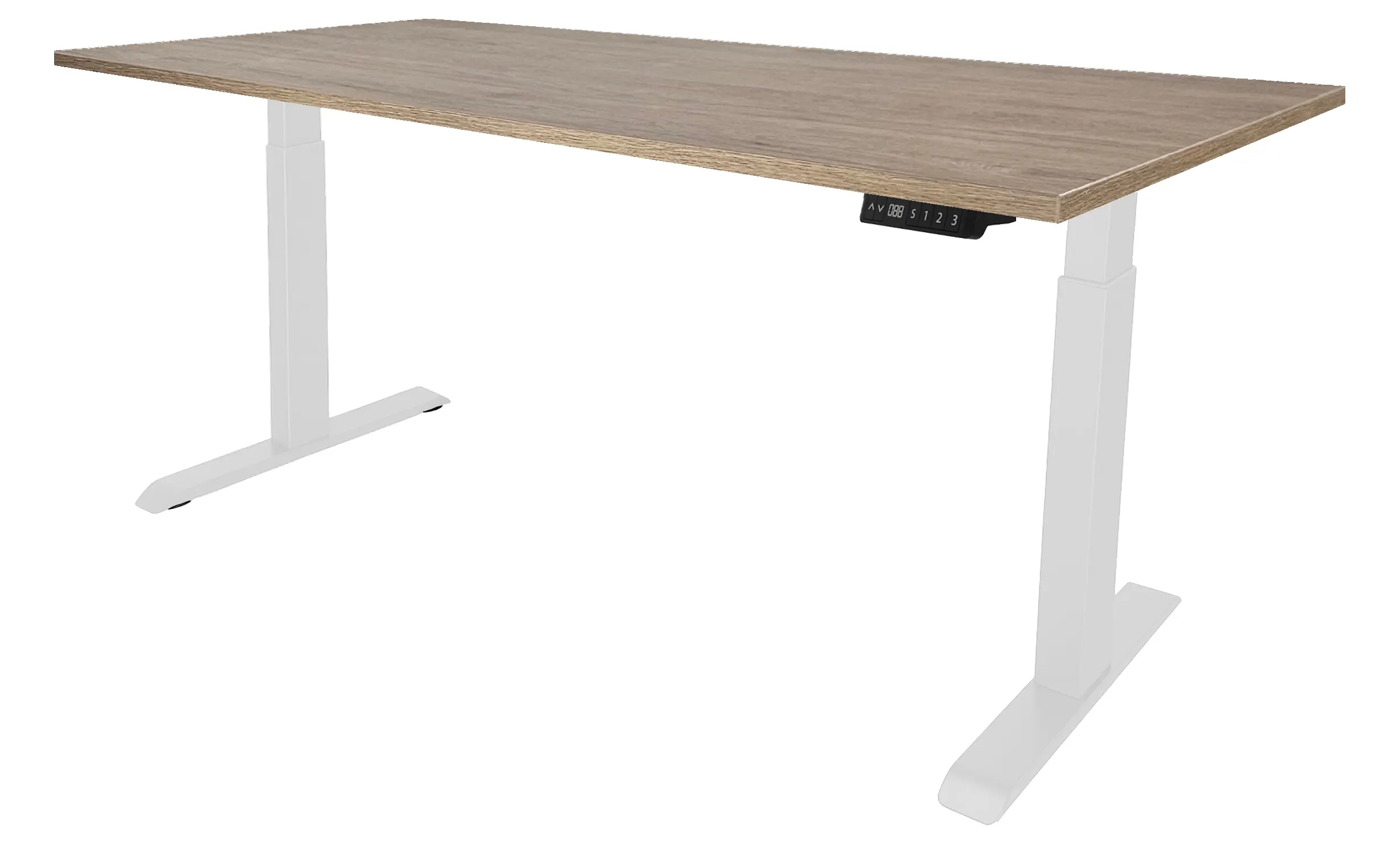 Zit-Sta Bureau Elektrisch 'Basic' 180x80cm Wit - Hickory Noten Zit-Sta Bureau Elektrisch 'Basic' 180x80cm Wit - Hickory Noten