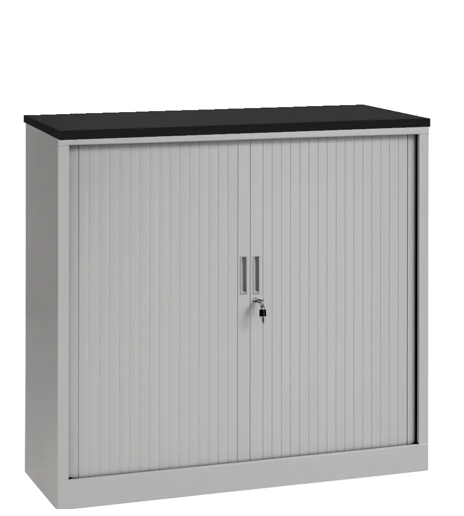 Roldeurkast Aluminium 135 x 120 x 43 cm Met topblad Zwart