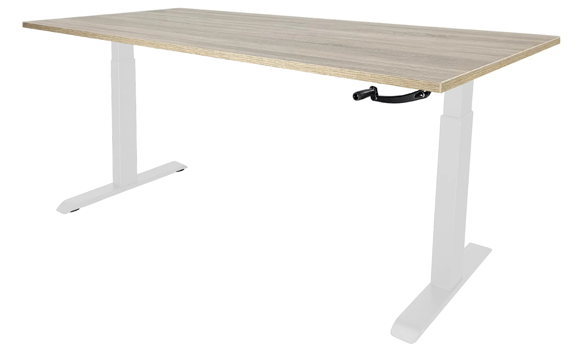 Zit-Sta Bureau Slinger Verstelbaar 180x80cm Wit - Midden eiken