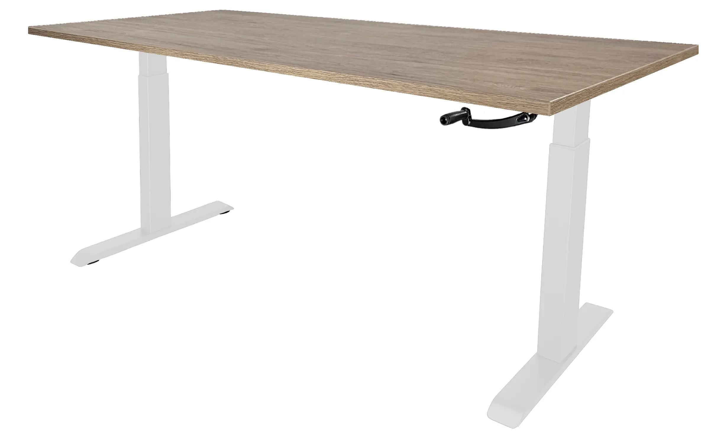 Zit-Sta Bureau Slinger Verstelbaar 180x80cm Wit - Hickory Noten Zit-Sta Bureau Slinger Verstelbaar 180x80cm Wit - Hickory Noten