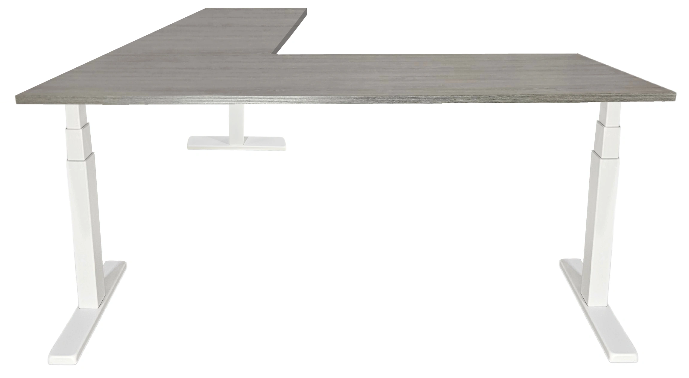 Elektrisch zit-sta Hoekbureau 200x200cm Wit Bruin eiken Elektrisch zit-sta Hoekbureau 200x200cm Wit Bruin eiken