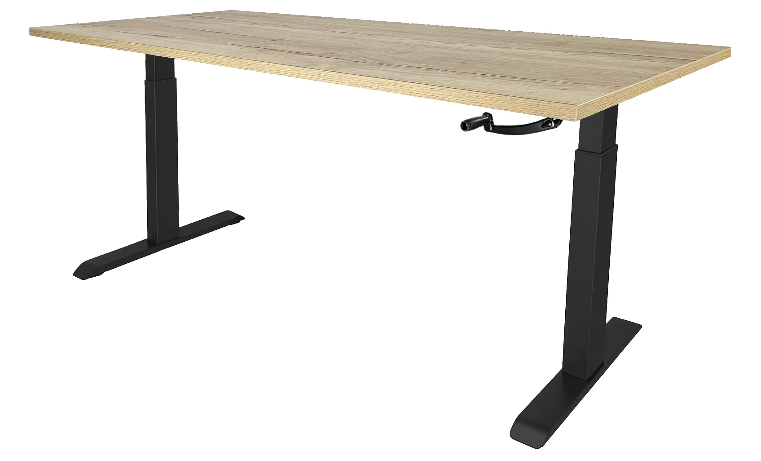Zit-Sta Bureau Slinger Verstelbaar 180x80cm Zwart - Natuur eiken