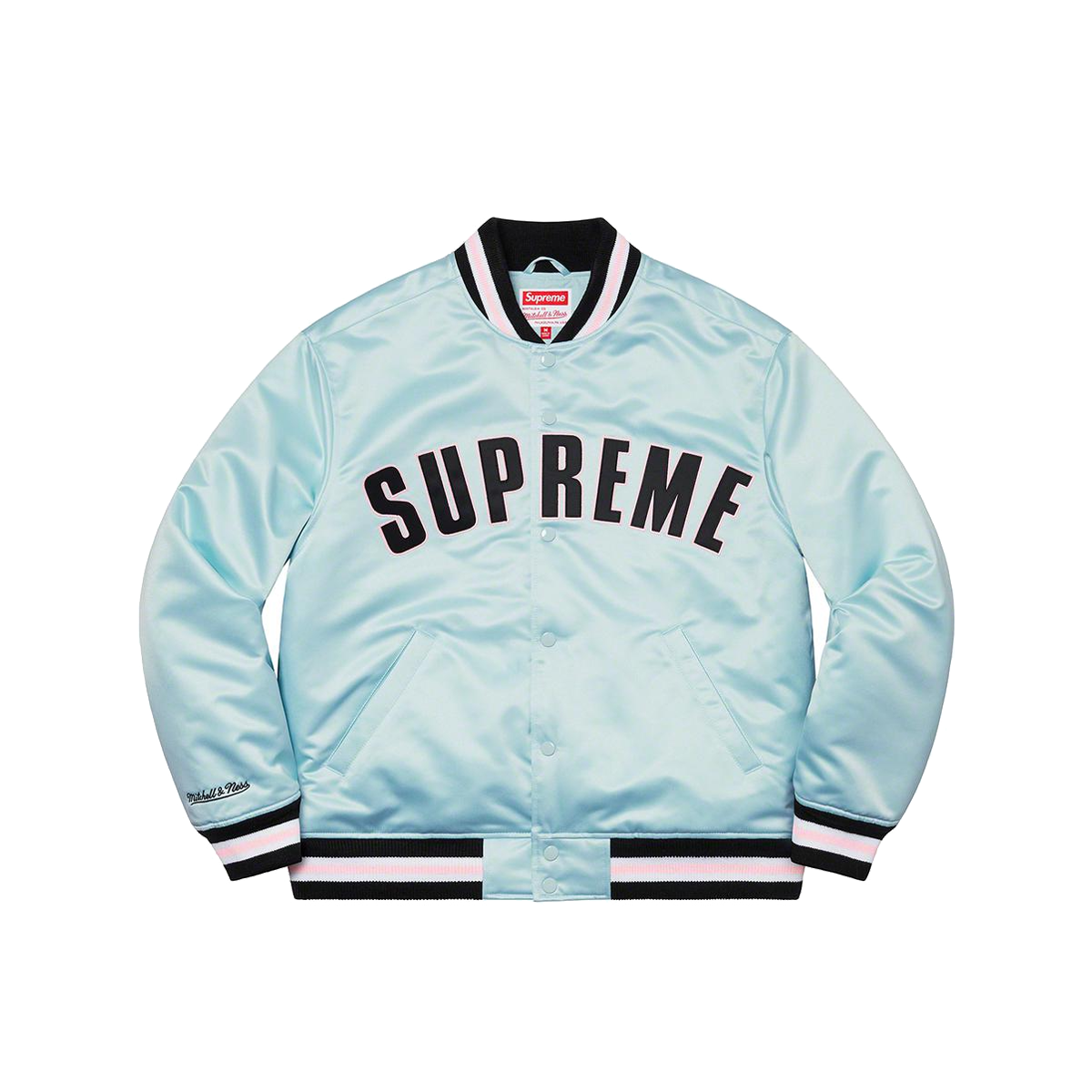 Supreme Mitchell & Ness Satin Varsity Jacket Light Blue (SS21