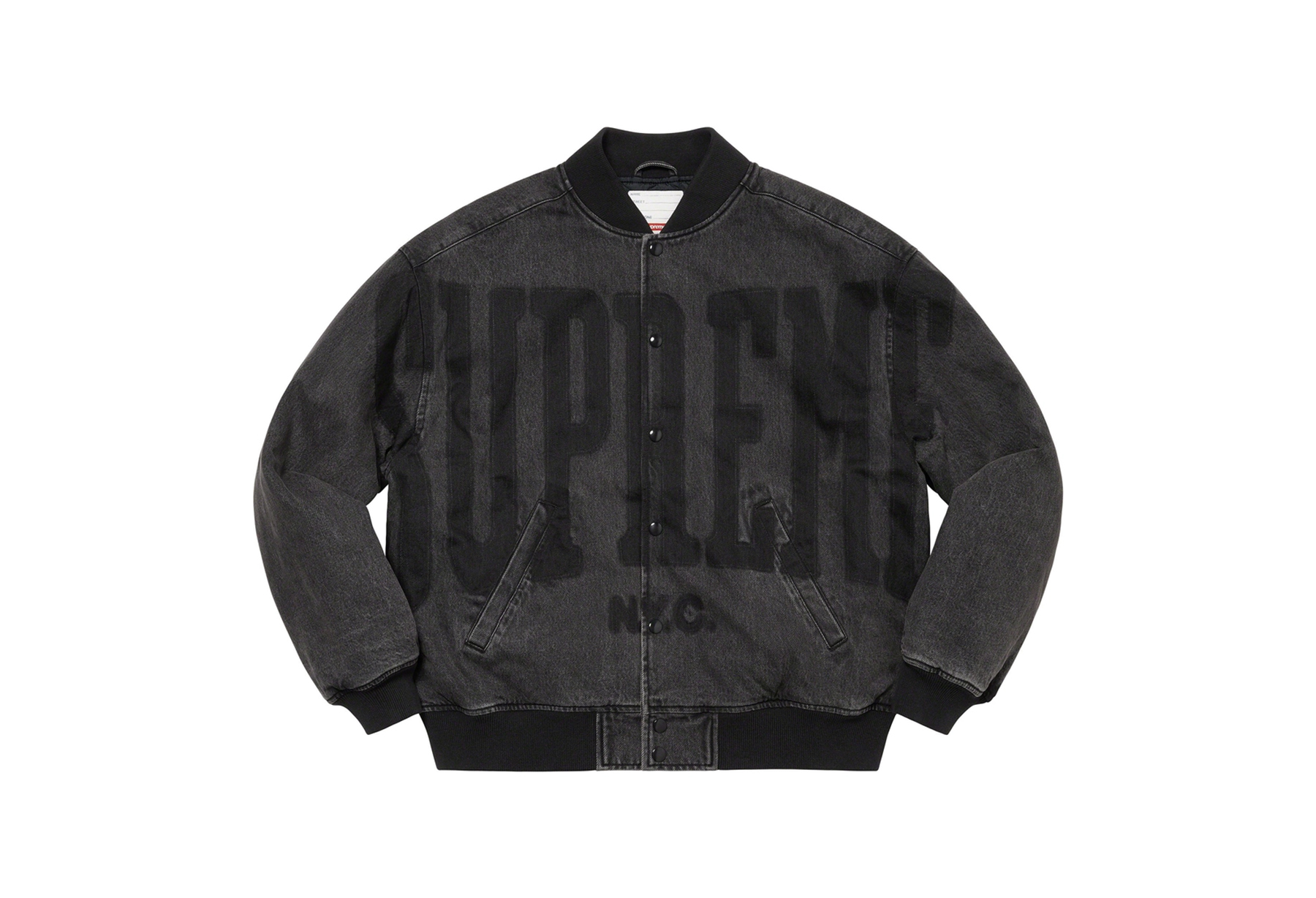 Supreme Washed Knockout Denim Varsity Jacket Washed Black (SS23