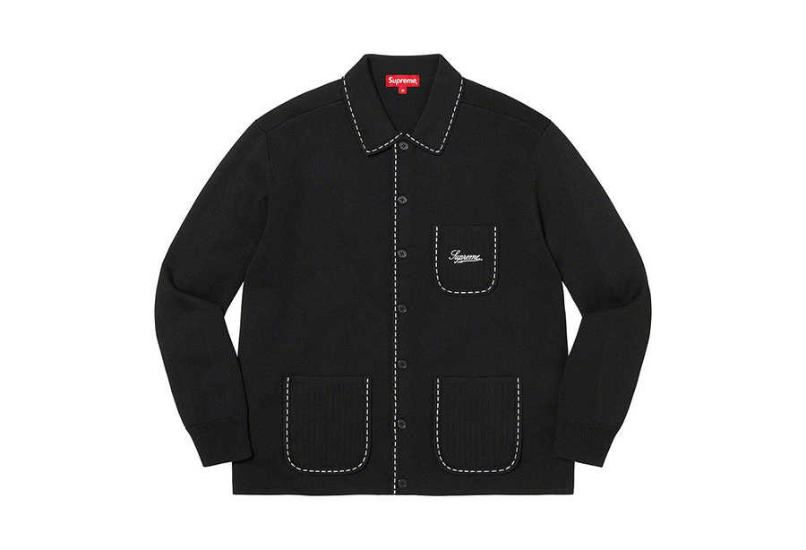 Supreme Contrast Stitch Button Up Black-