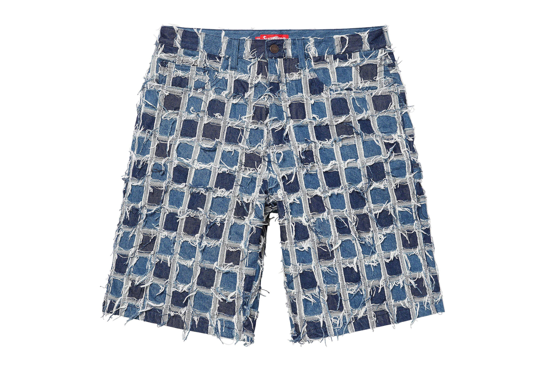 Supreme Frayed Patchwork Baggy Denim Short Washed Blue (SS23) | TBC - KLEKT