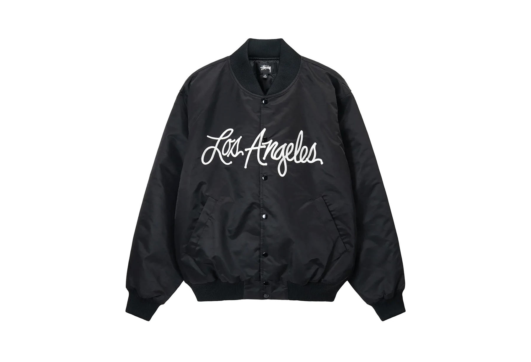 Stussy LA Chapter Satin Varsity Jacket Black (FW22) | TBC - KLEKT