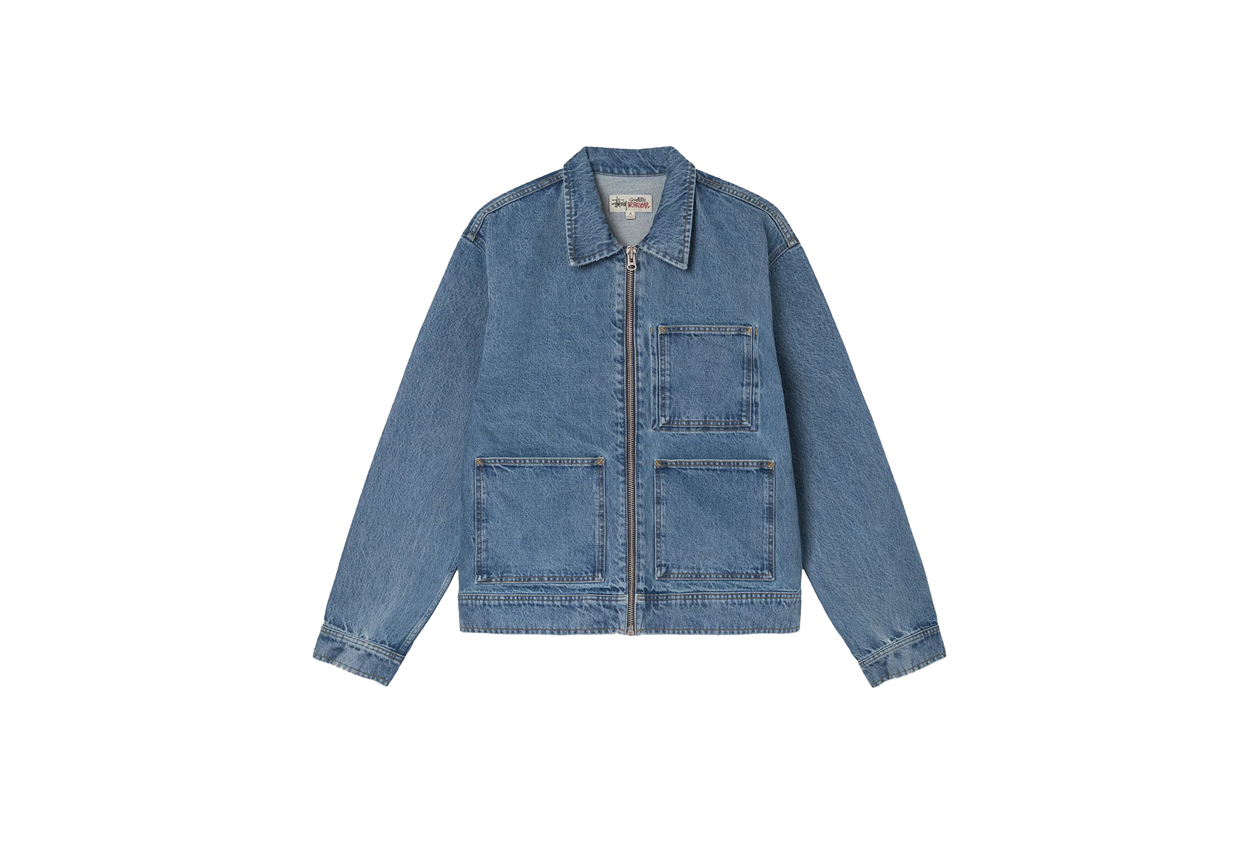 Stussy Overdyed Zip Work Jacket Washed Denim (SS23) | TBC ...