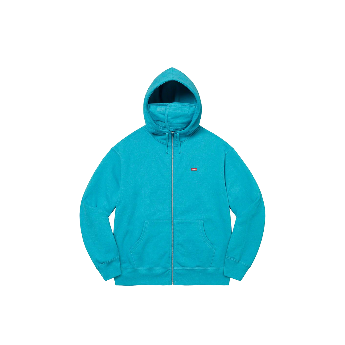 Supreme Small Box Facemask Zip Up Hooded Sweatshirt Teal (FW21