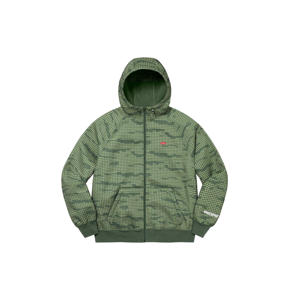 Supreme WINDSTOPPER Zip Up Hooded Sweatshirt Olive Grid Camo (FW21