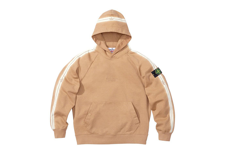 Beige stone island on sale hoodie