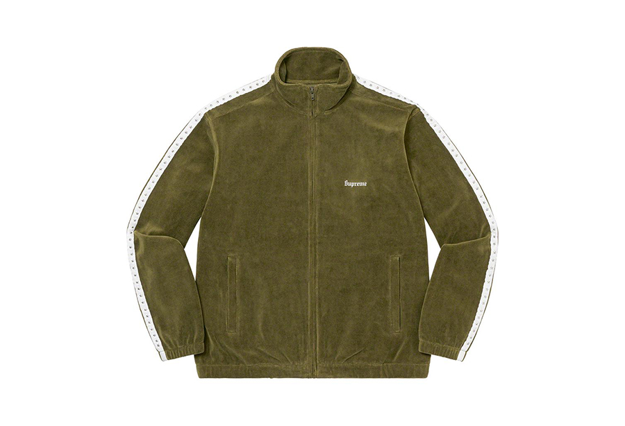 Supreme Studded Velour Track Jacket Olive (FW22) | TBC - KLEKT