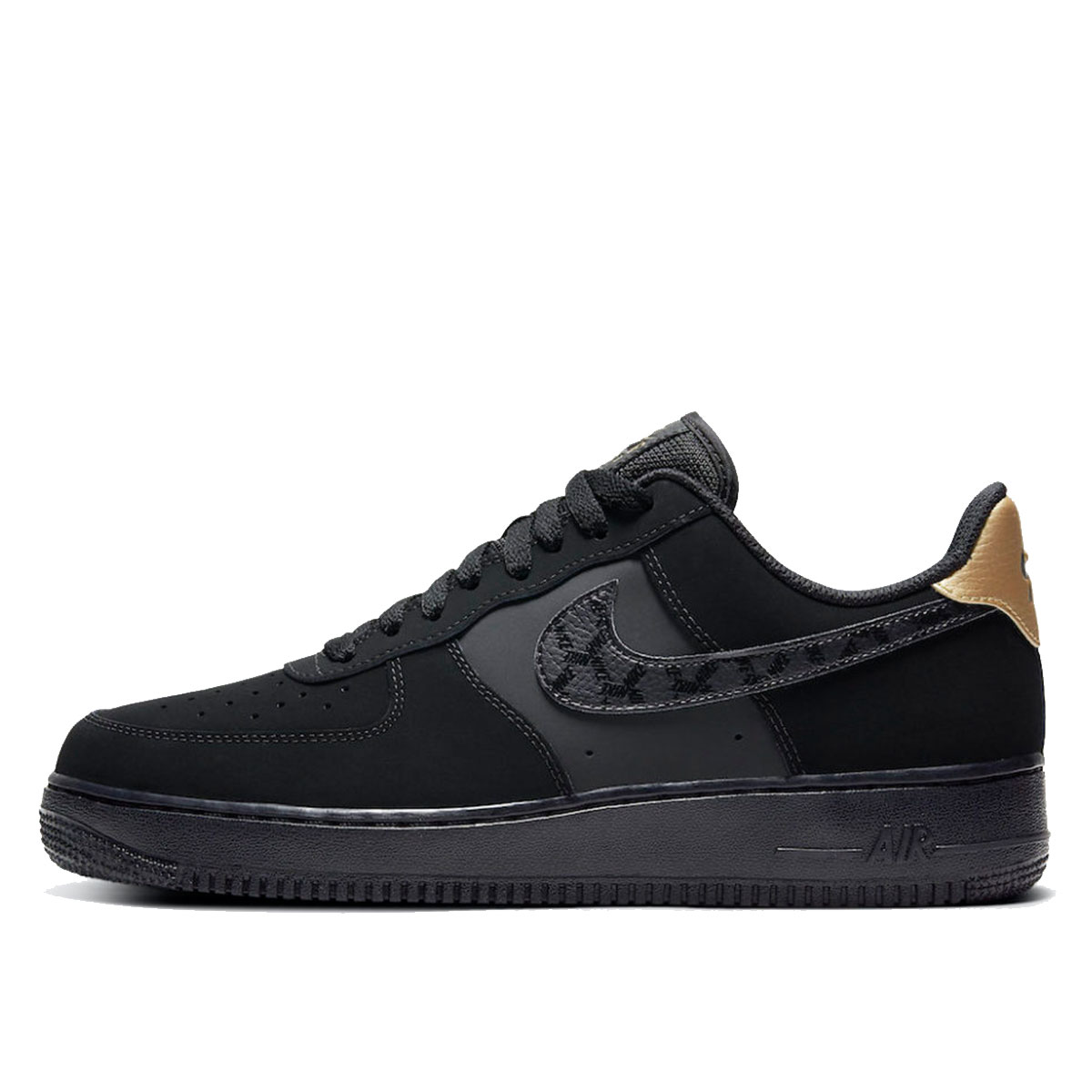 Nike Air Force 1 Low Black Gold Nubuck Leather (2020) | DH2473-001 - KLEKT