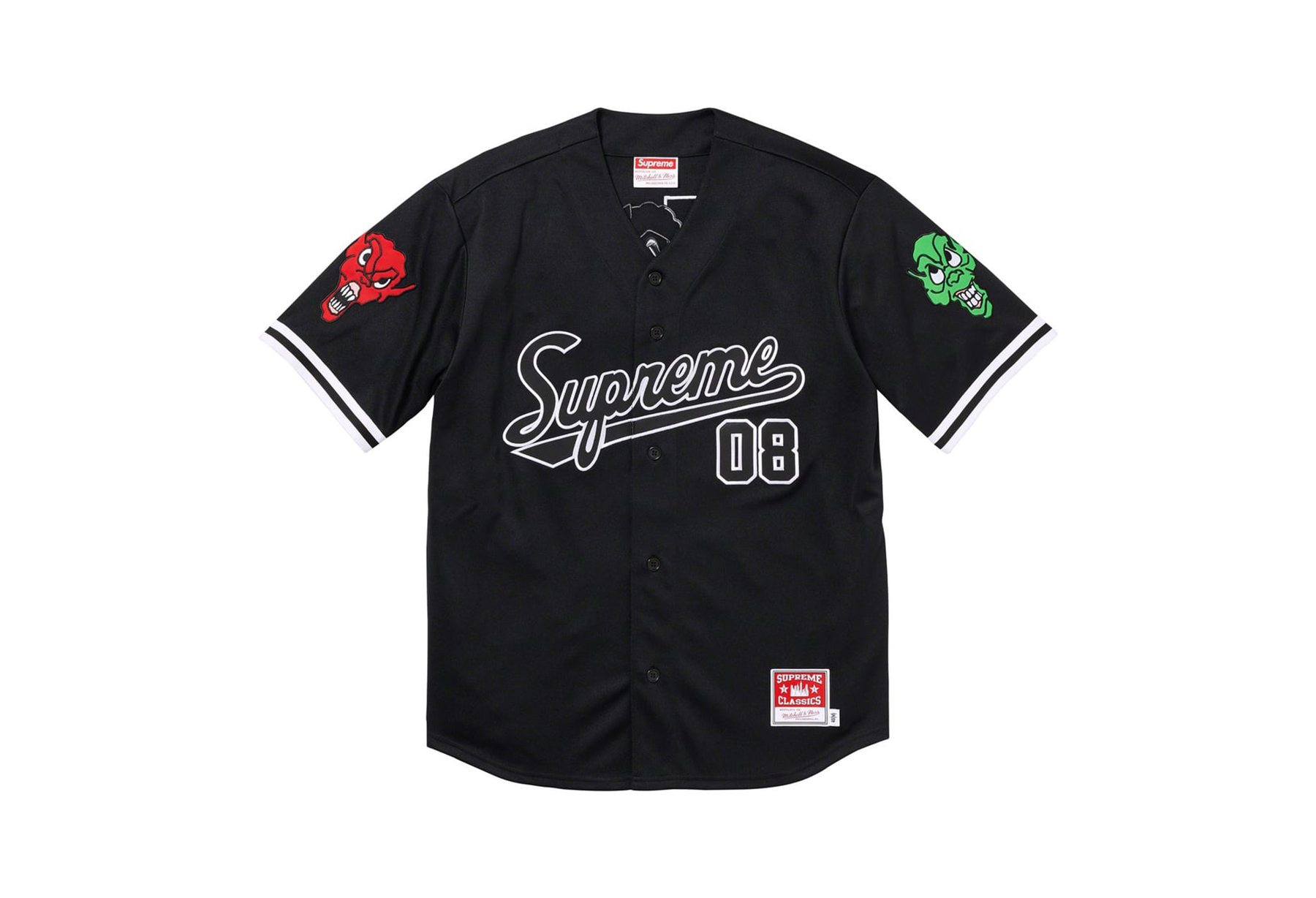 Supreme x Mitchell & Ness Downtown Hell Baseball Jersey Black