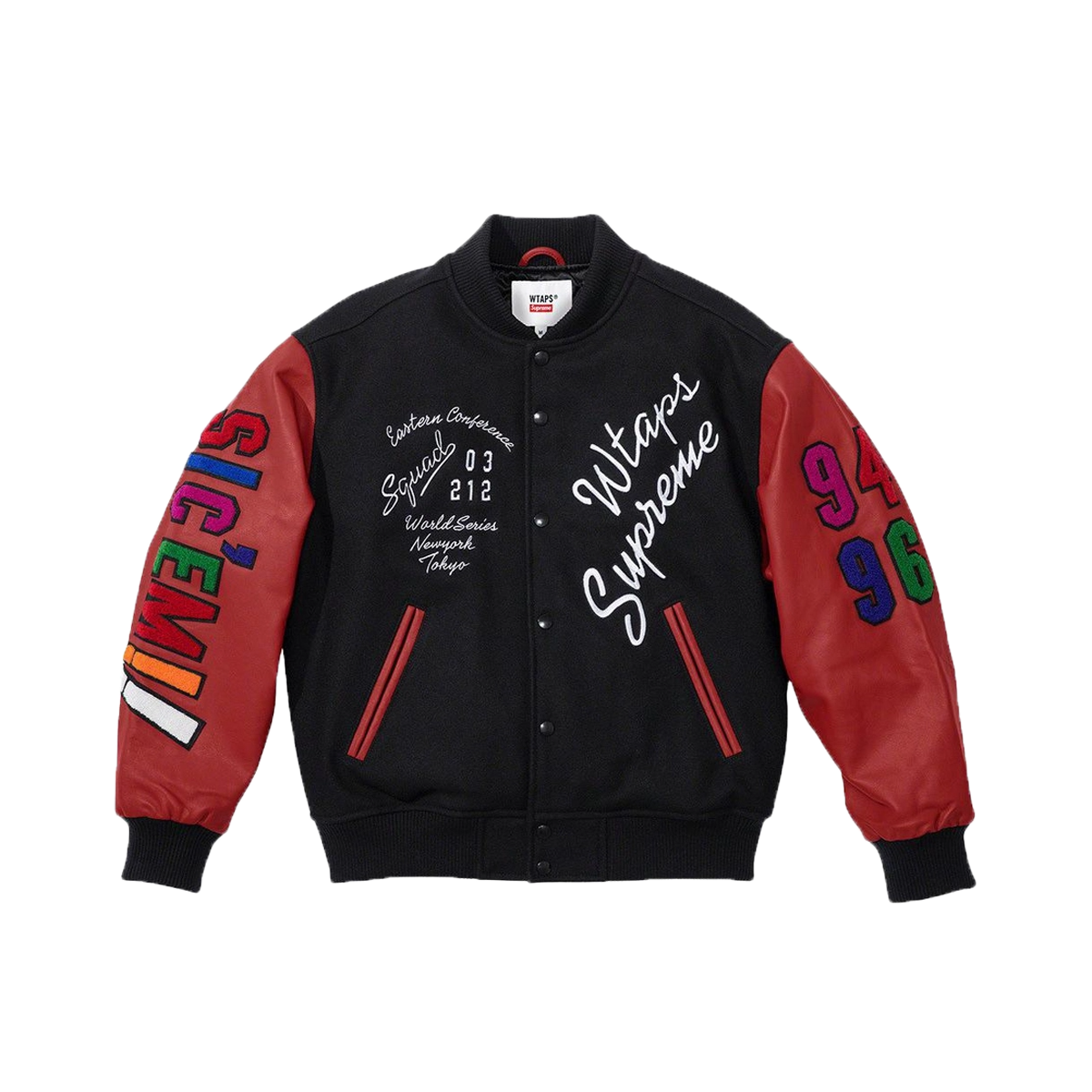 WTAPS SUPREME VARSITY JACKET BLACK-