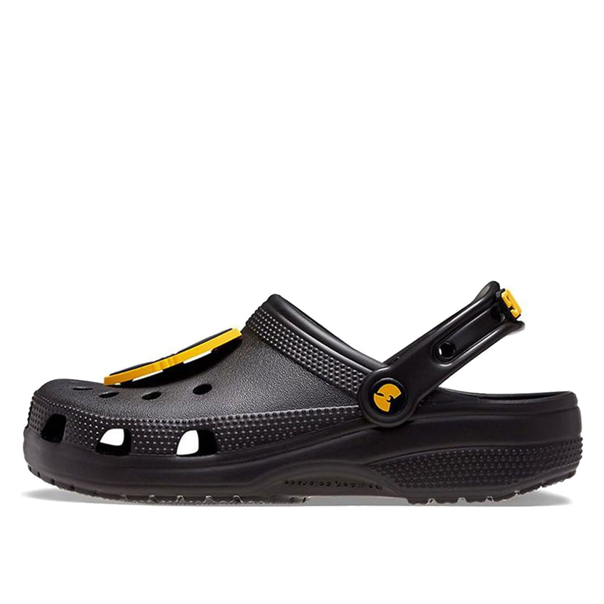 Black and clearance gold crocs