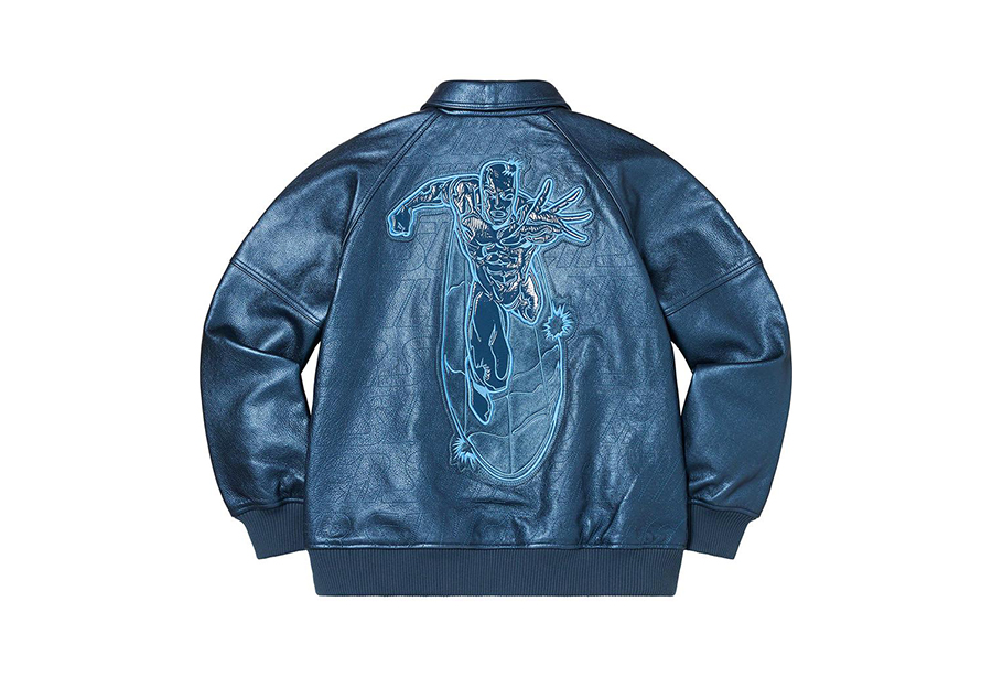 Supreme Silver Surfer Leather Varsity Jacket Blue (SS22) | TBC - KLEKT