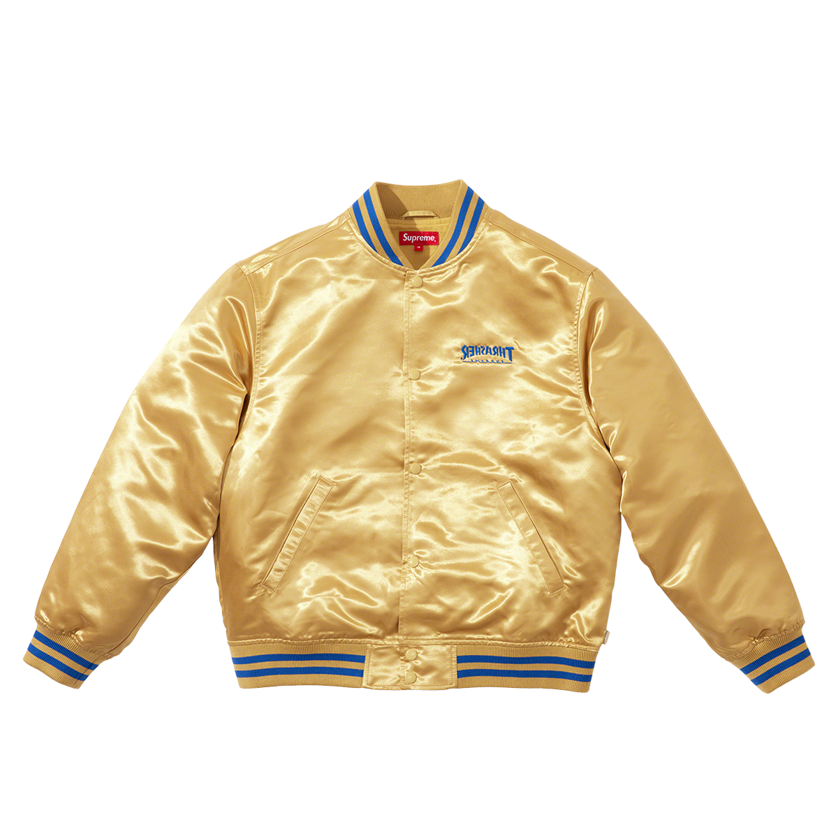 Supreme Woven Leather Varsity Jacket Yellow Men's - FW23 - US