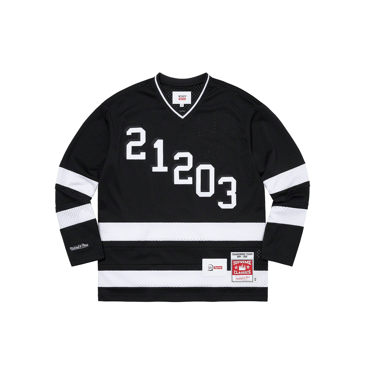 Supreme x WTAPS Mitchell & Ness Hockey Jersey Black (FW21) | FW21